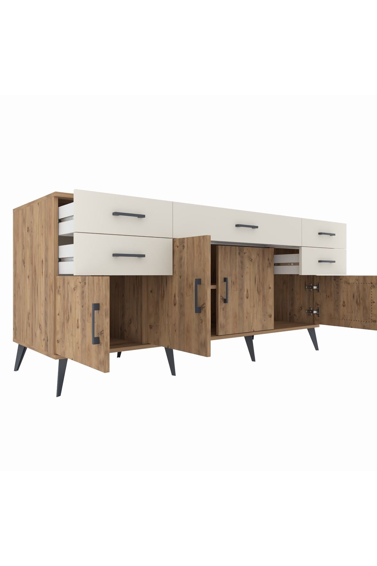 Kronos Konsol Tek Raflı 5 Çekmeceli 4 Kapaklı 176x59x83 - S610M026V19C