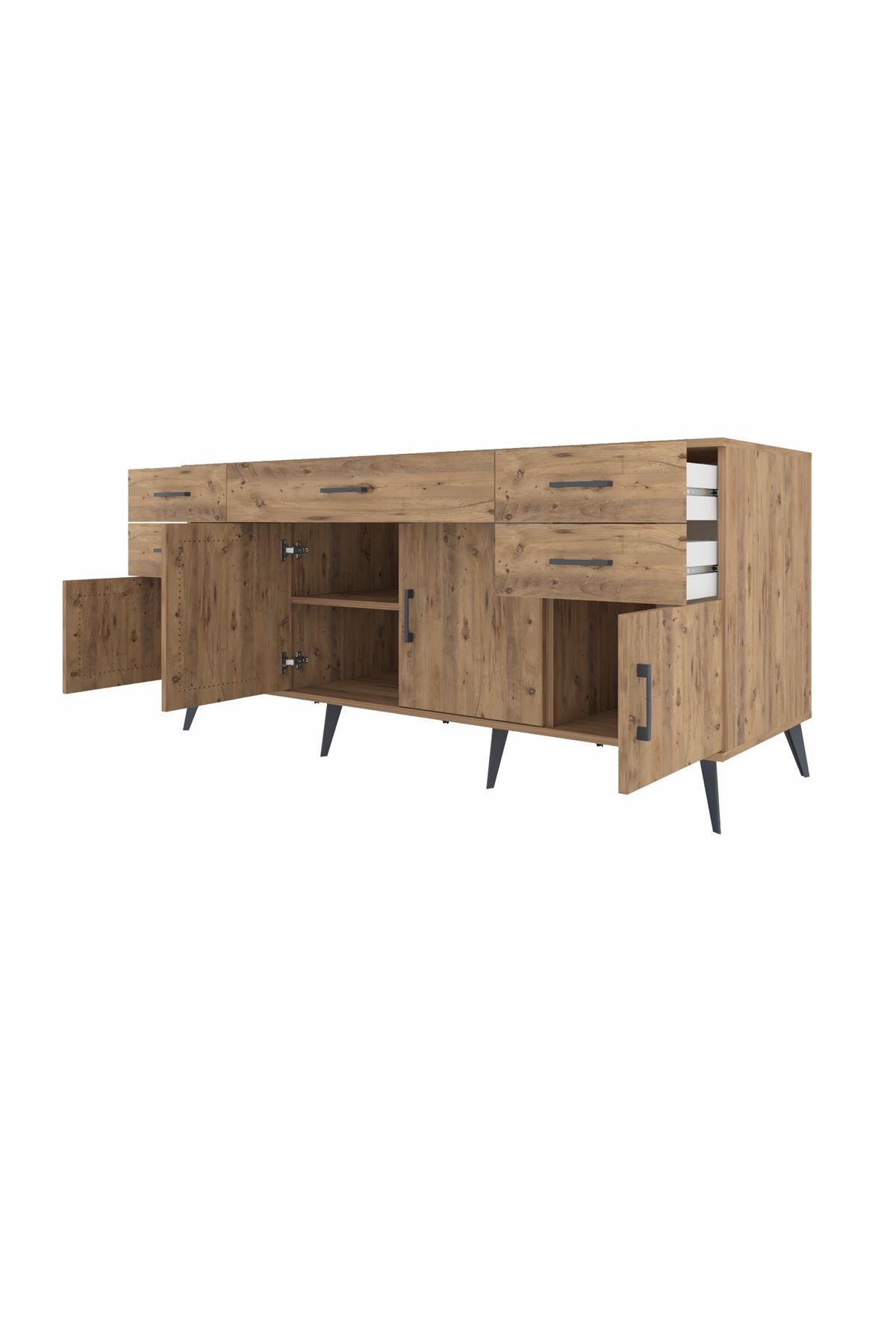 Kronos Konsol Tek Raflı 5 Çekmeceli 4 Kapaklı 176x59x83 - S610M026V21C