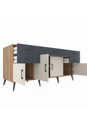 Kronos Konsol Tek Raflı 5 Çekmeceli 4 Kapaklı 176x59x83 - S610M026V23C