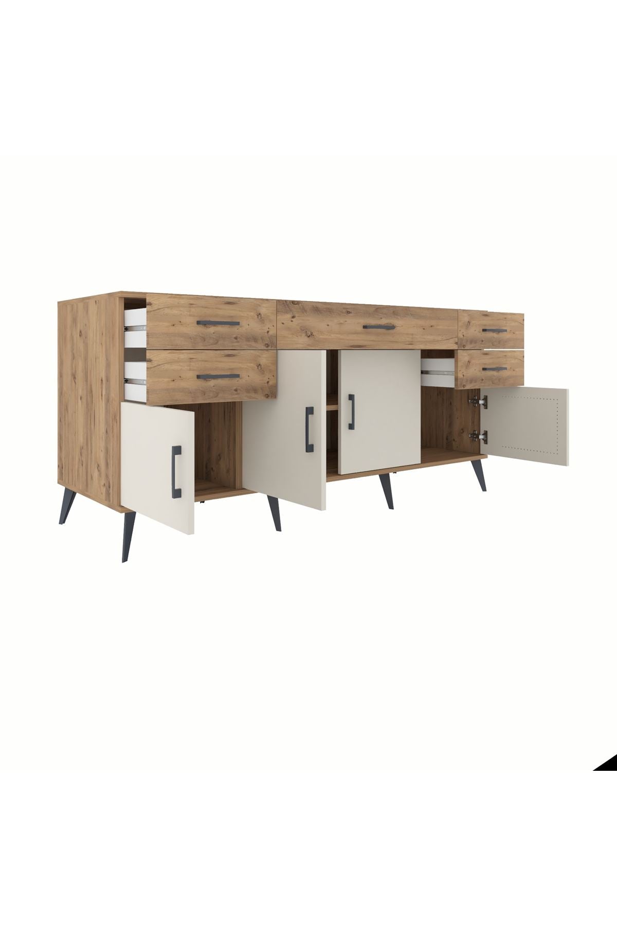 Kronos Konsol Tek Raflı 5 Çekmeceli 4 Kapaklı 176x59x83 - S610M026V24C