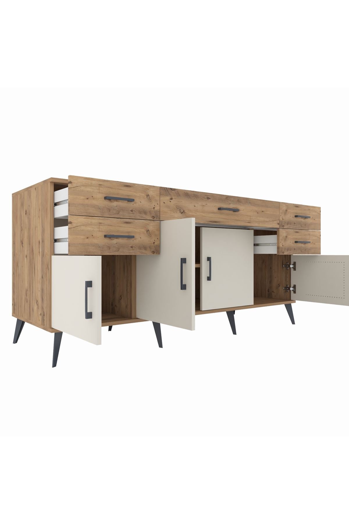Kronos Konsol Tek Raflı 5 Çekmeceli 4 Kapaklı 176x59x83 - S610M026V24C