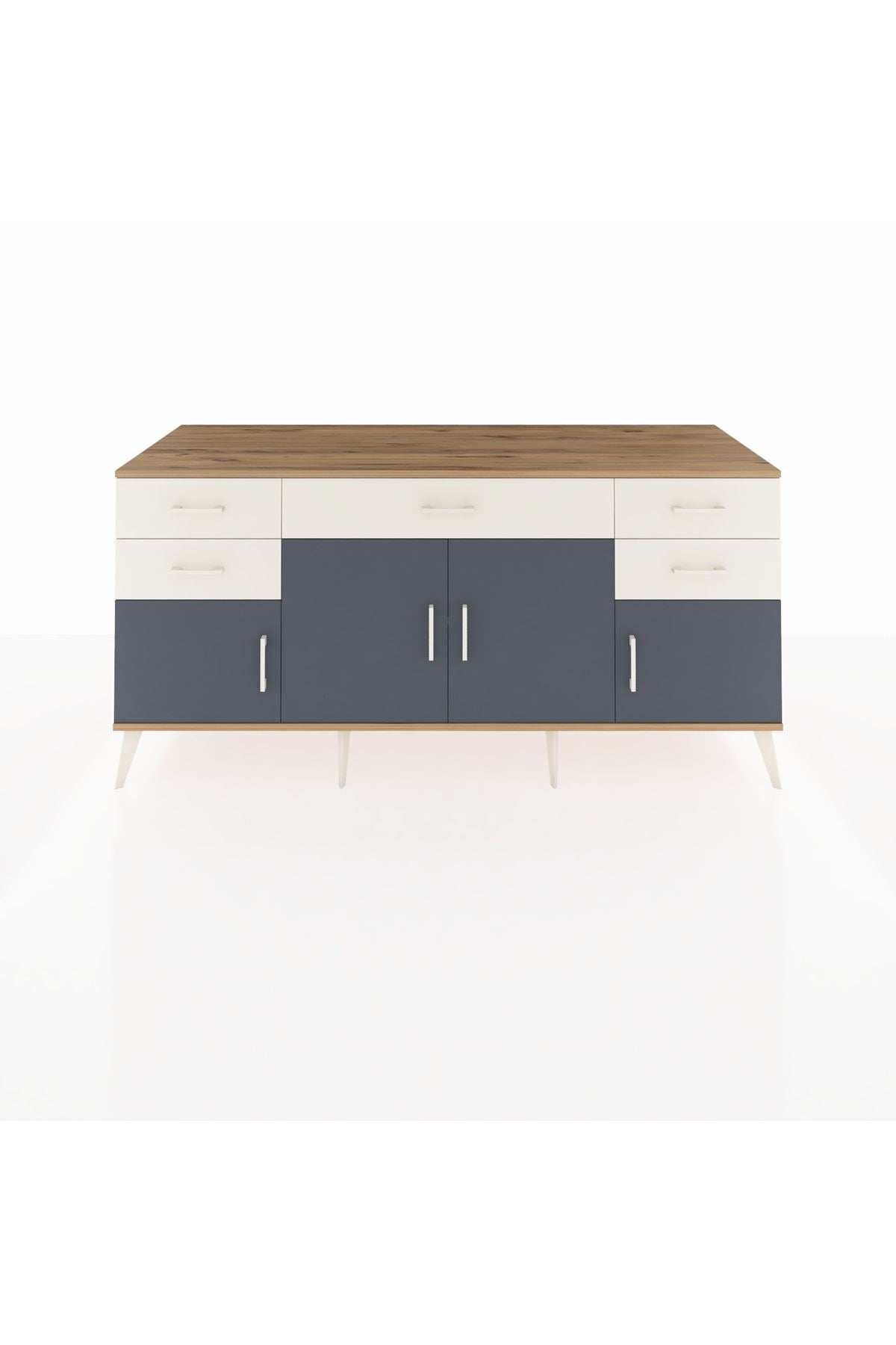 Kronos Konsol Tek Raflı 5 Çekmeceli 4 Kapaklı 176x59x83 - S610M026V25C