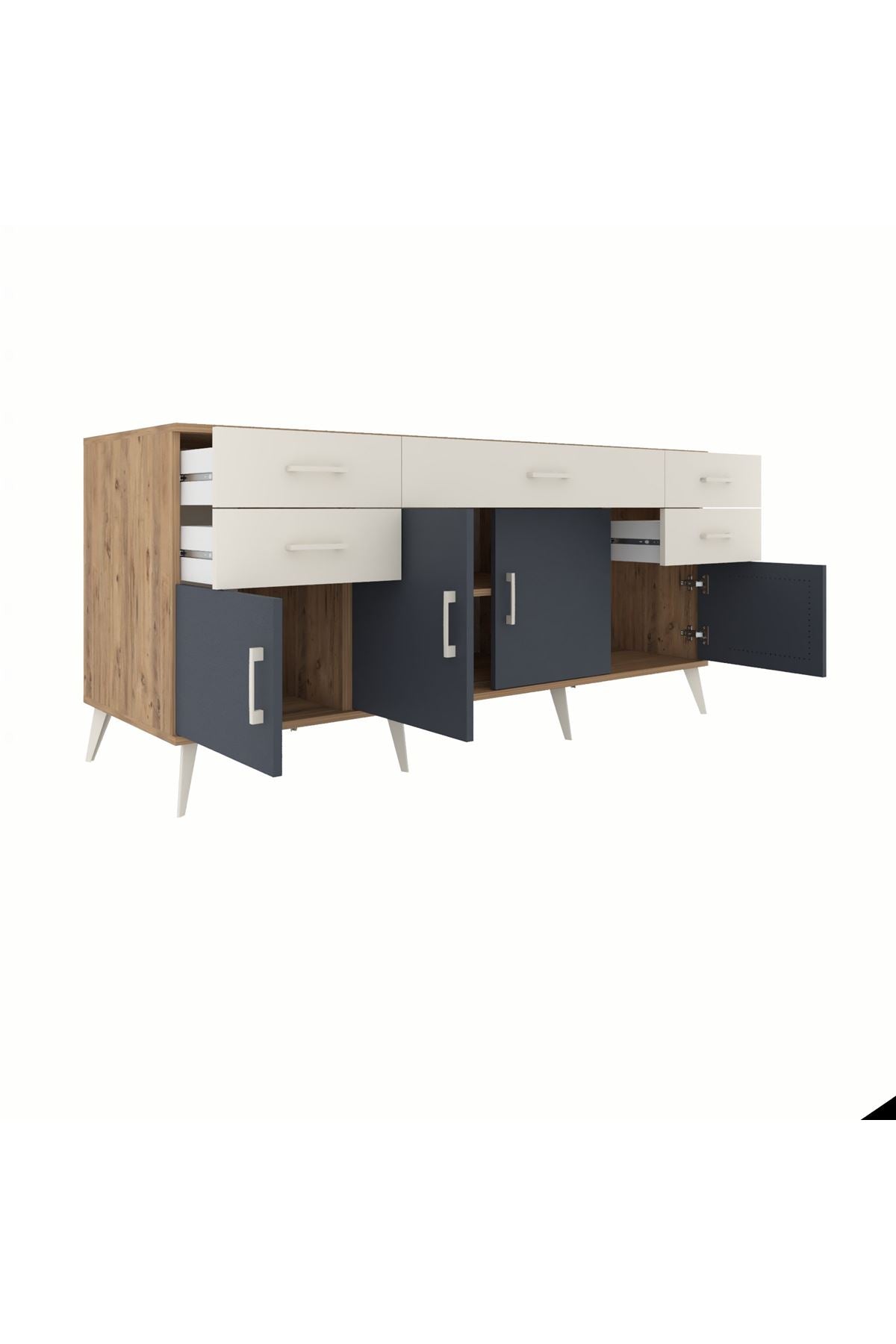 Kronos Konsol Tek Raflı 5 Çekmeceli 4 Kapaklı 176x59x83 - S610M026V25C