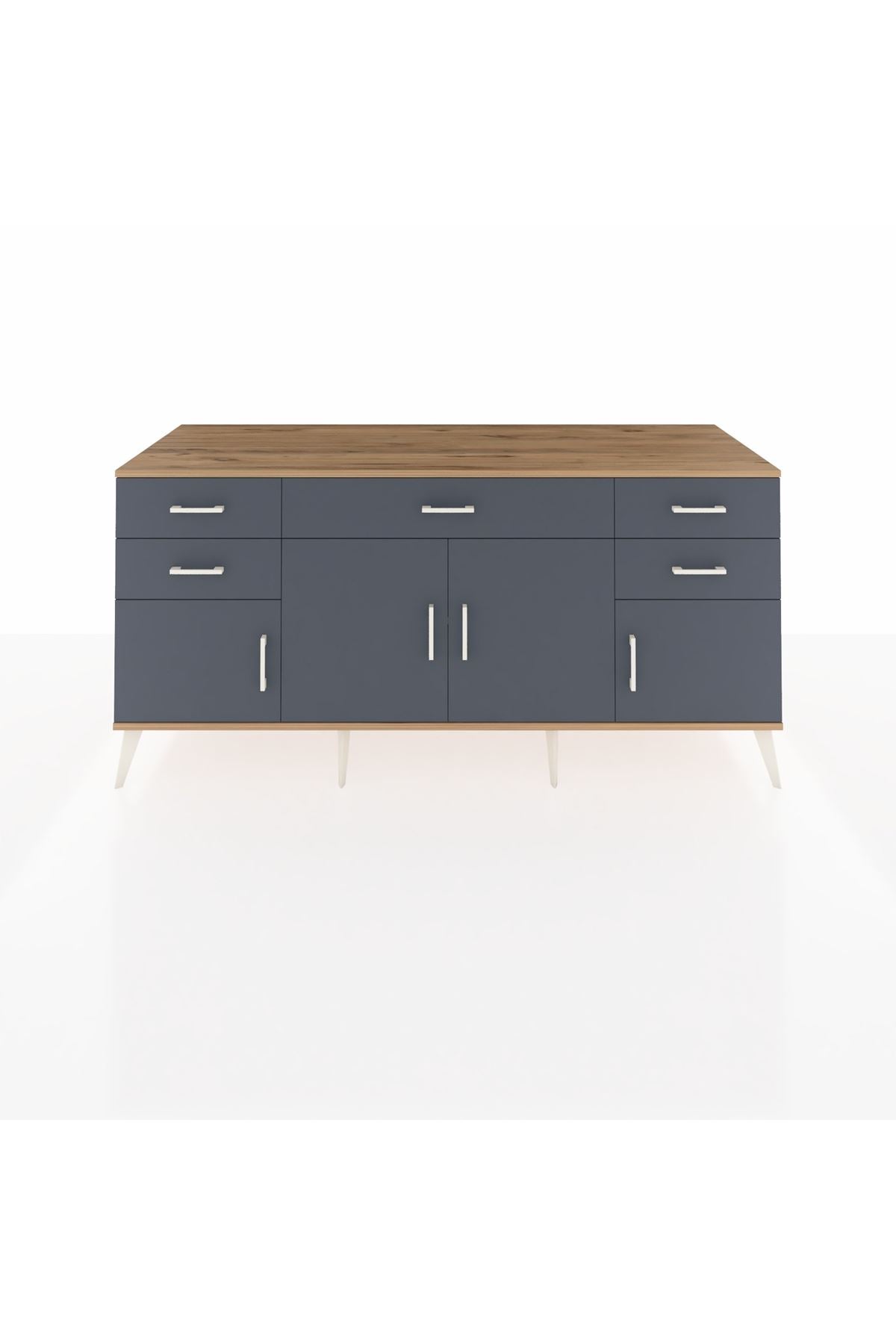 Kronos Konsol Tek Raflı 5 Çekmeceli 4 Kapaklı 176x59x83 - S610M026V26C