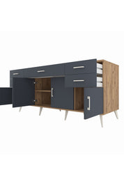 Kronos Konsol Tek Raflı 5 Çekmeceli 4 Kapaklı 176x59x83 - S610M026V26C