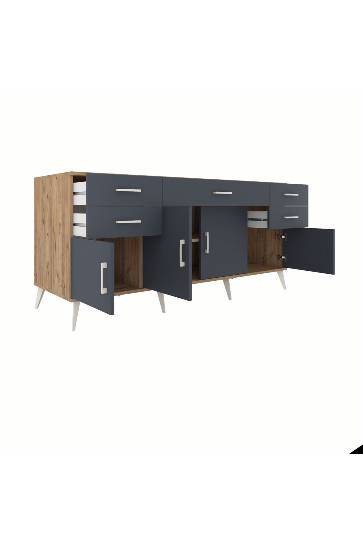 Kronos Konsol Tek Raflı 5 Çekmeceli 4 Kapaklı 176x59x83 - S610M026V26C