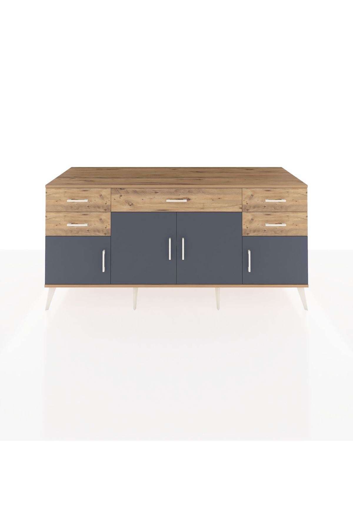 Kronos Konsol Tek Raflı 5 Çekmeceli 4 Kapaklı 176x59x83 - S610M026V27C