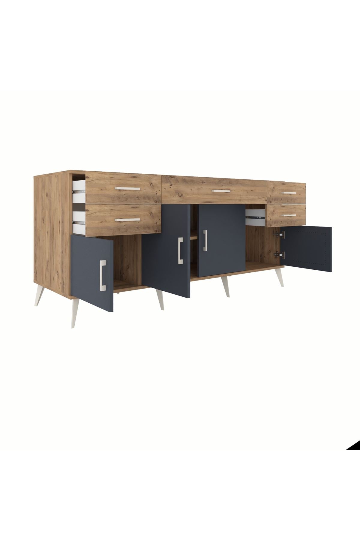 Kronos Konsol Tek Raflı 5 Çekmeceli 4 Kapaklı 176x59x83 - S610M026V27C