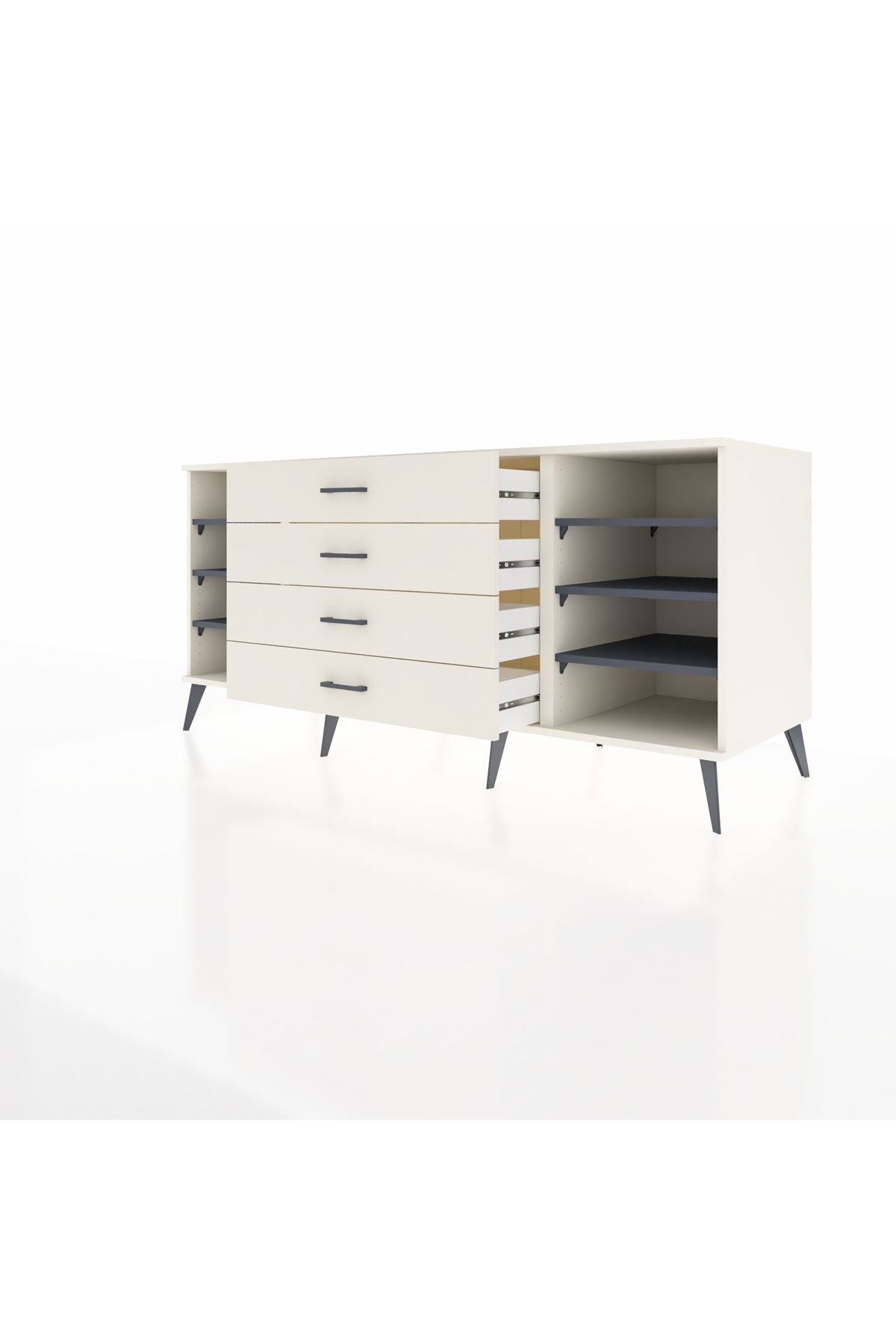 Kronos Konsol 6 Raflı 4 Çekmeceli 176x59x83 - S610M027V07C
