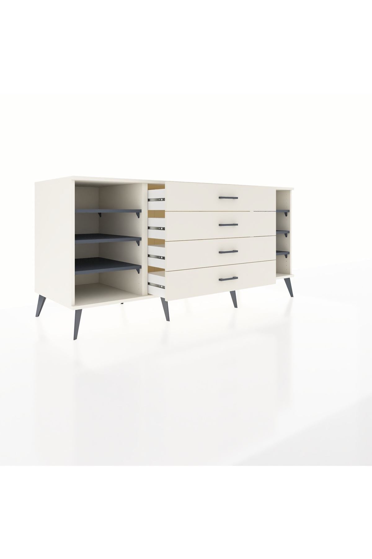 Kronos Konsol 6 Raflı 4 Çekmeceli 176x59x83 - S610M027V07C