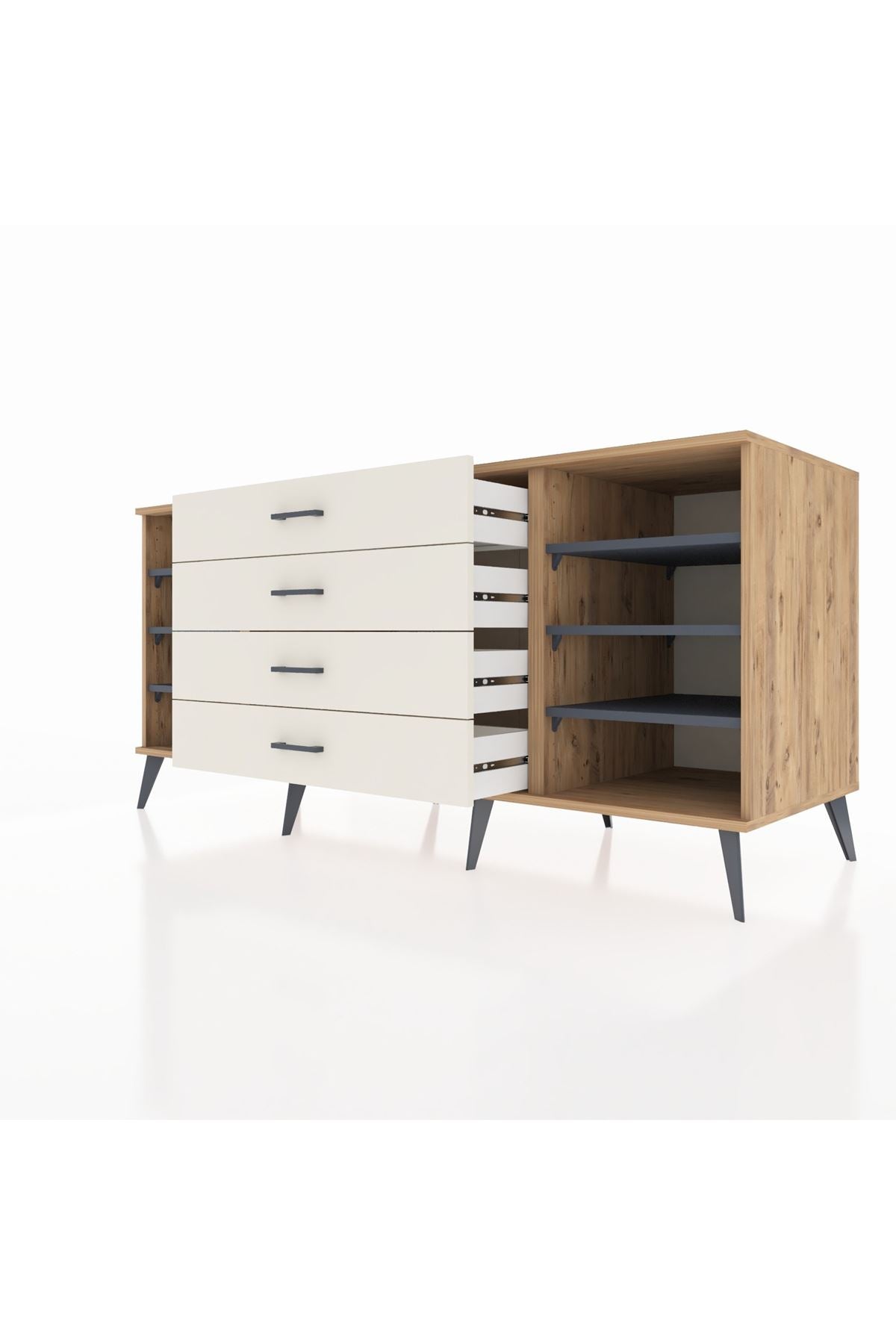Kronos Konsol 6 Raflı 4 Çekmeceli 176x59x83 - S610M027V25C