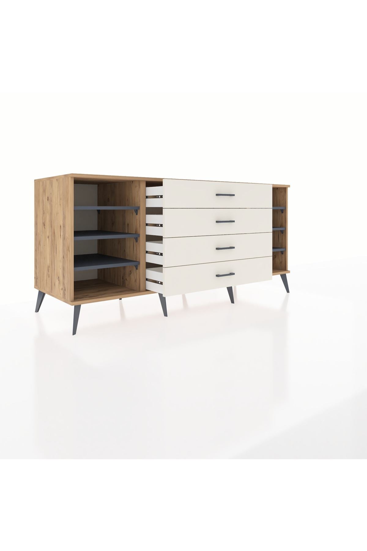 Kronos Konsol 6 Raflı 4 Çekmeceli 176x59x83 - S610M027V25C
