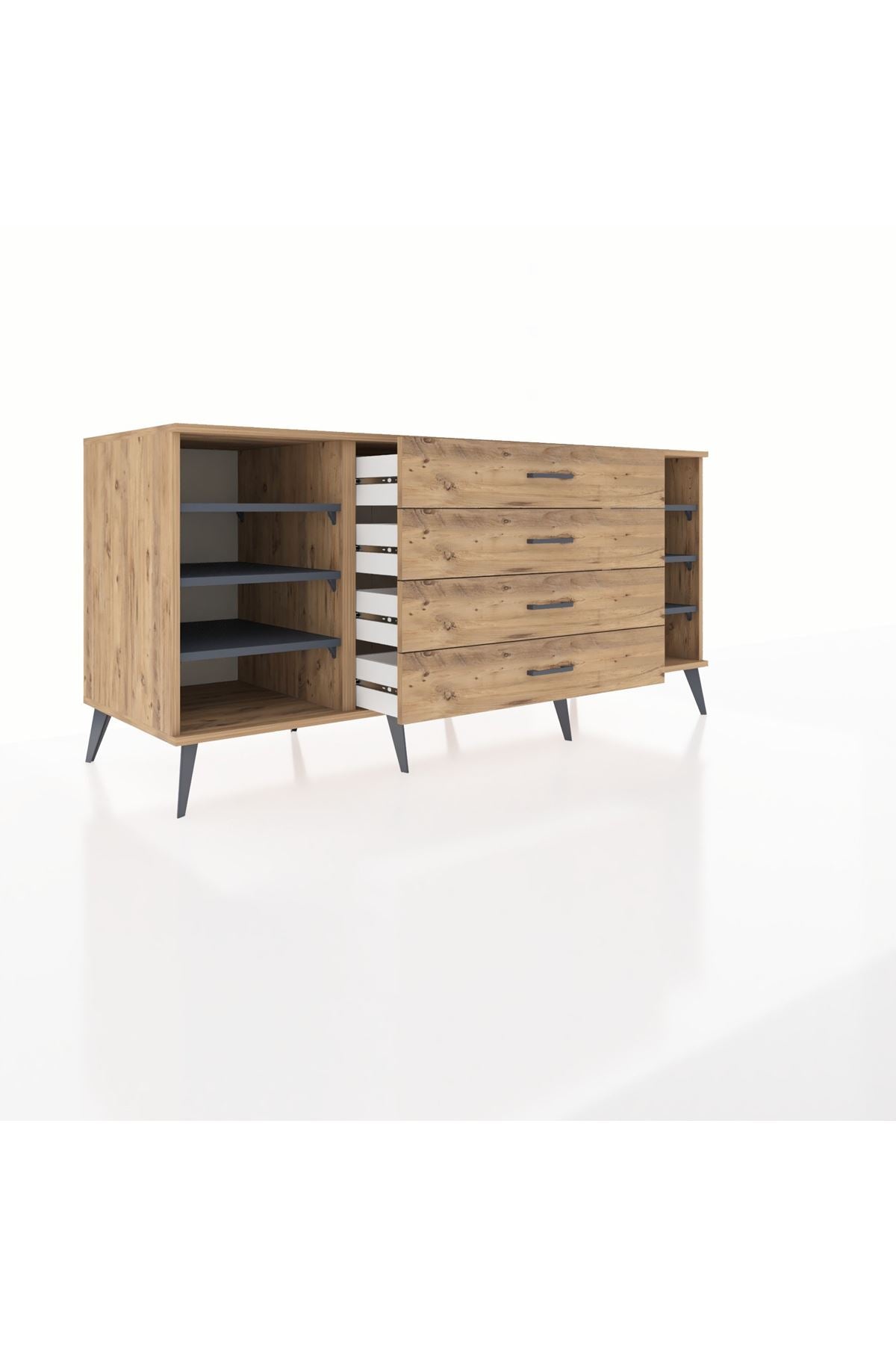Kronos Konsol 6 Raflı 4 Çekmeceli 176x59x83 - S610M027V27C