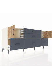 Kronos Konsol 2 Raflı 5 Çekmeceli 2 Kapaklı 176x59x83 - S610M029V02C