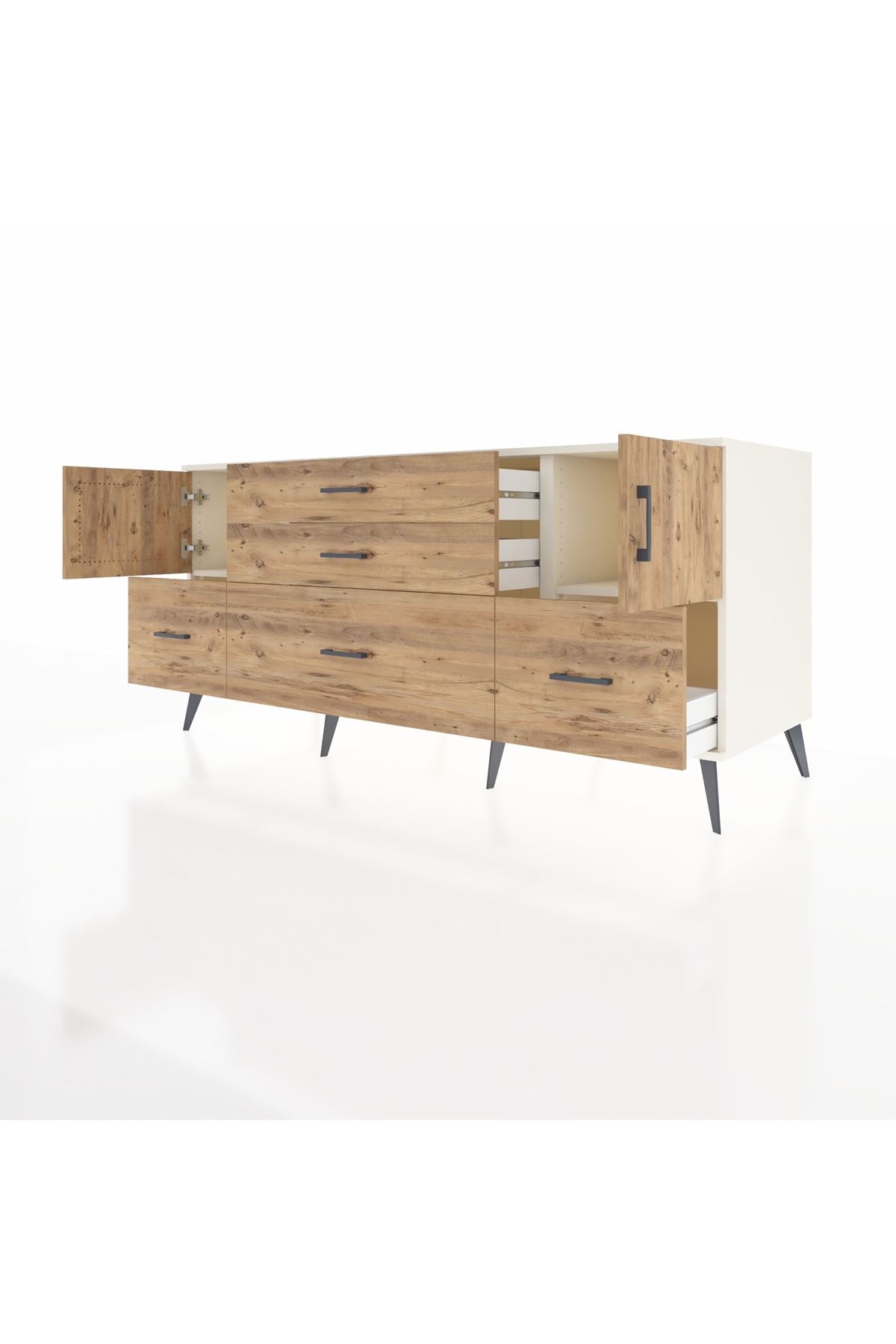 Kronos Konsol 2 Raflı 5 Çekmeceli 2 Kapaklı 176x59x83 - S610M029V03C