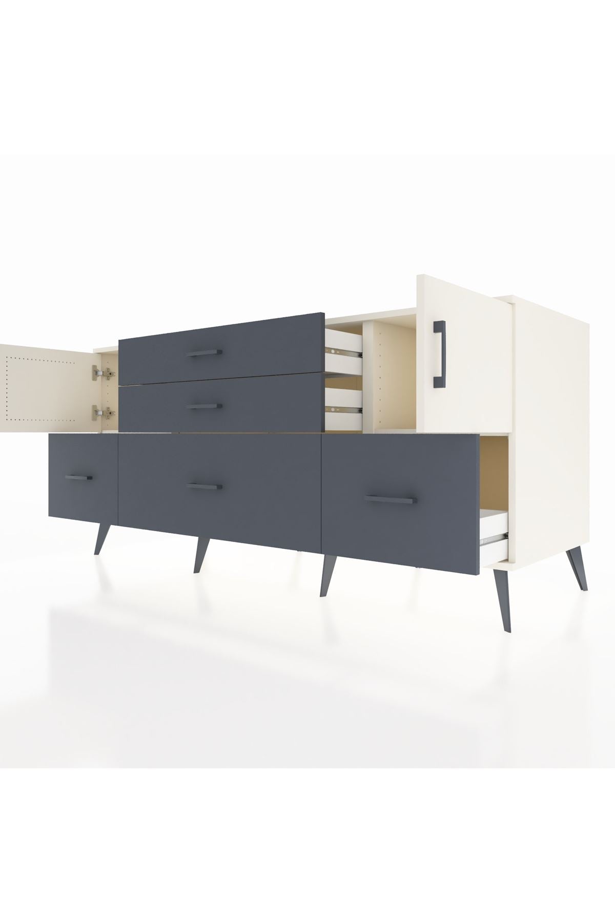 Kronos Konsol 2 Raflı 5 Çekmeceli 2 Kapaklı 176x59x83 - S610M029V05C