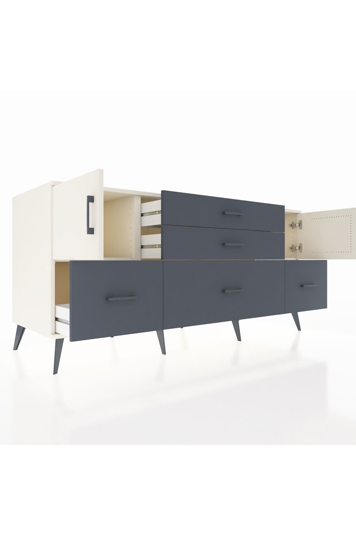 Kronos Konsol 2 Raflı 5 Çekmeceli 2 Kapaklı 176x59x83 - S610M029V05C