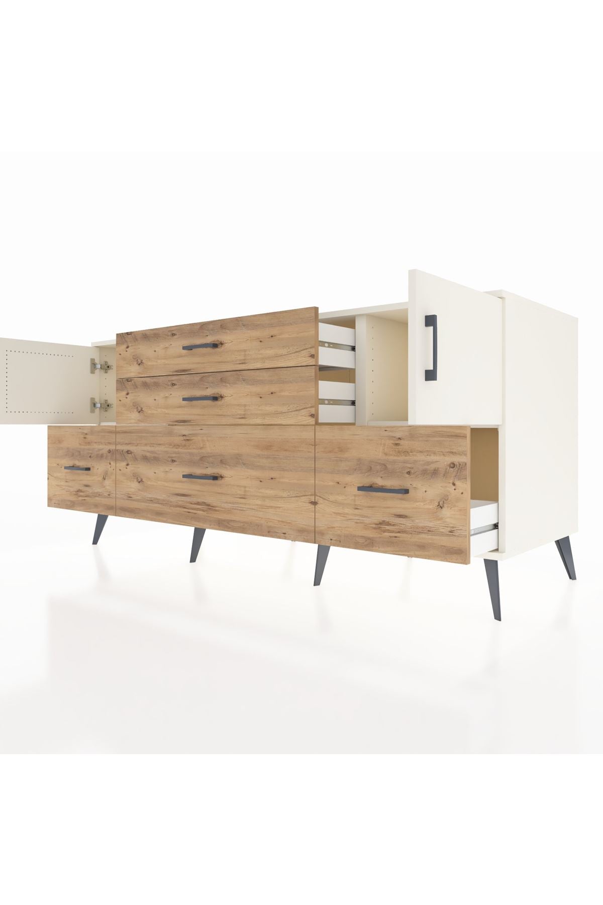 Kronos Konsol 2 Raflı 5 Çekmeceli 2 Kapaklı 176x59x83 - S610M029V06C