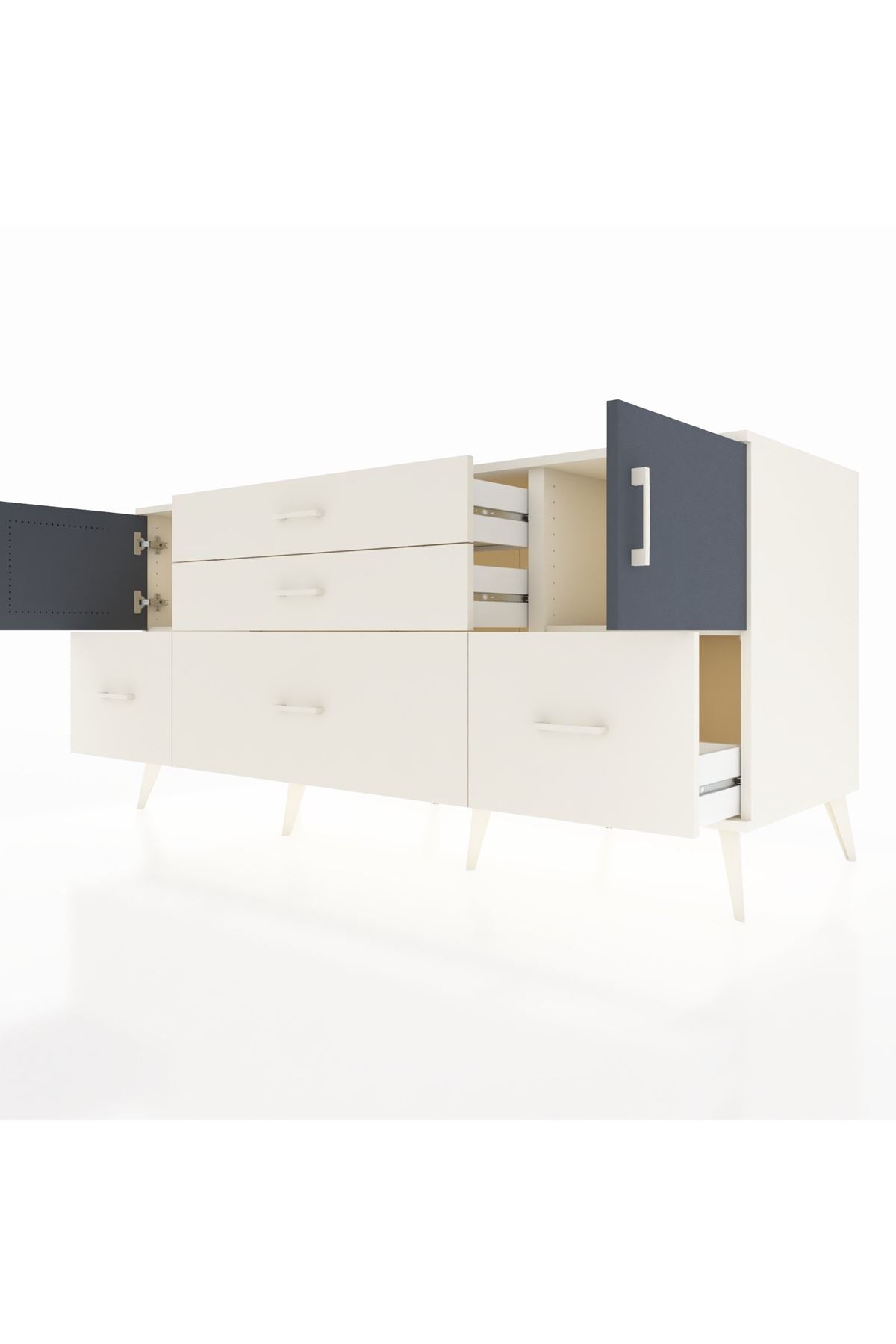 Kronos Konsol 2 Raflı 5 Çekmeceli 2 Kapaklı 176x59x83 - S610M029V07C