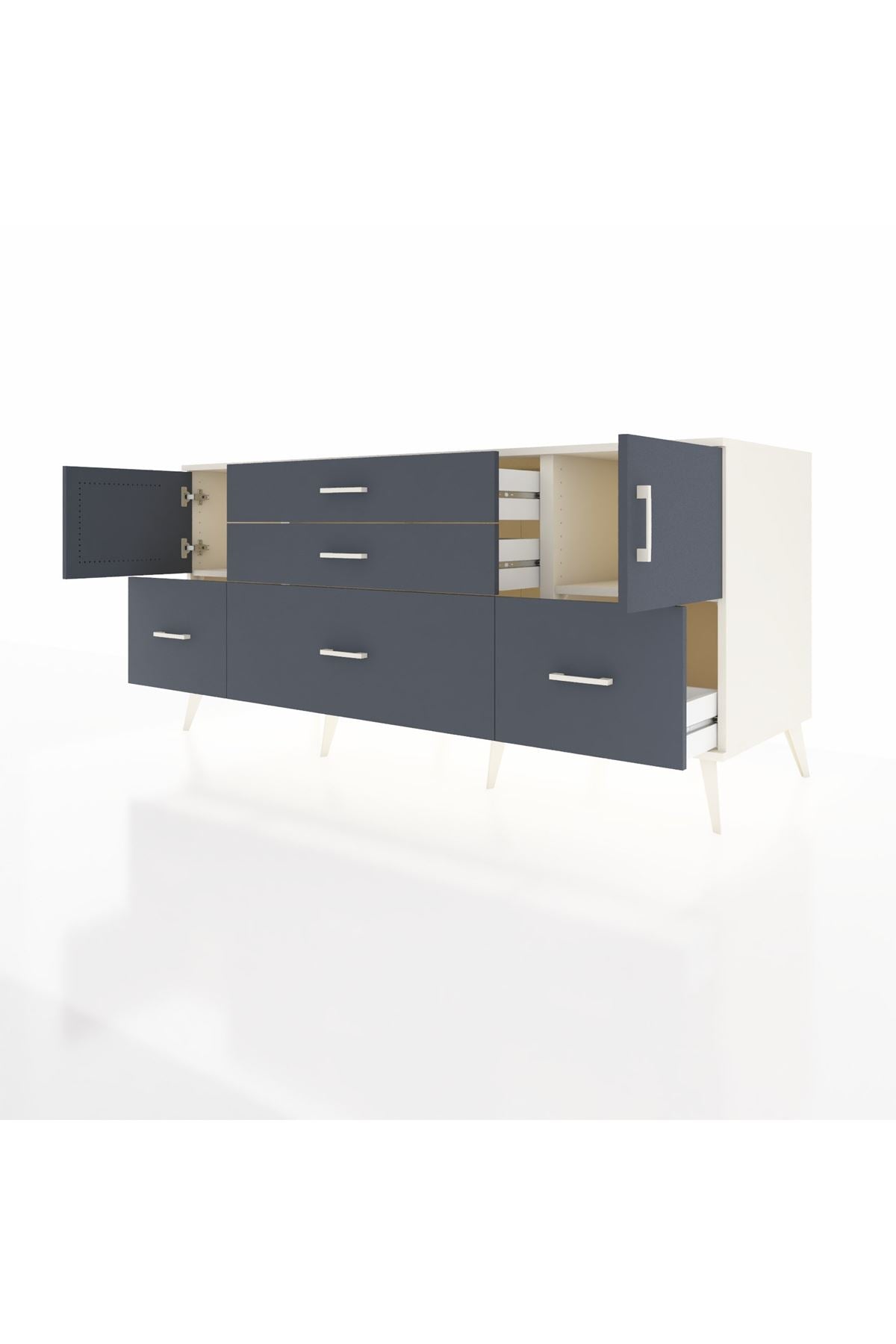 Kronos Konsol 2 Raflı 5 Çekmeceli 2 Kapaklı 176x59x83 - S610M029V08C