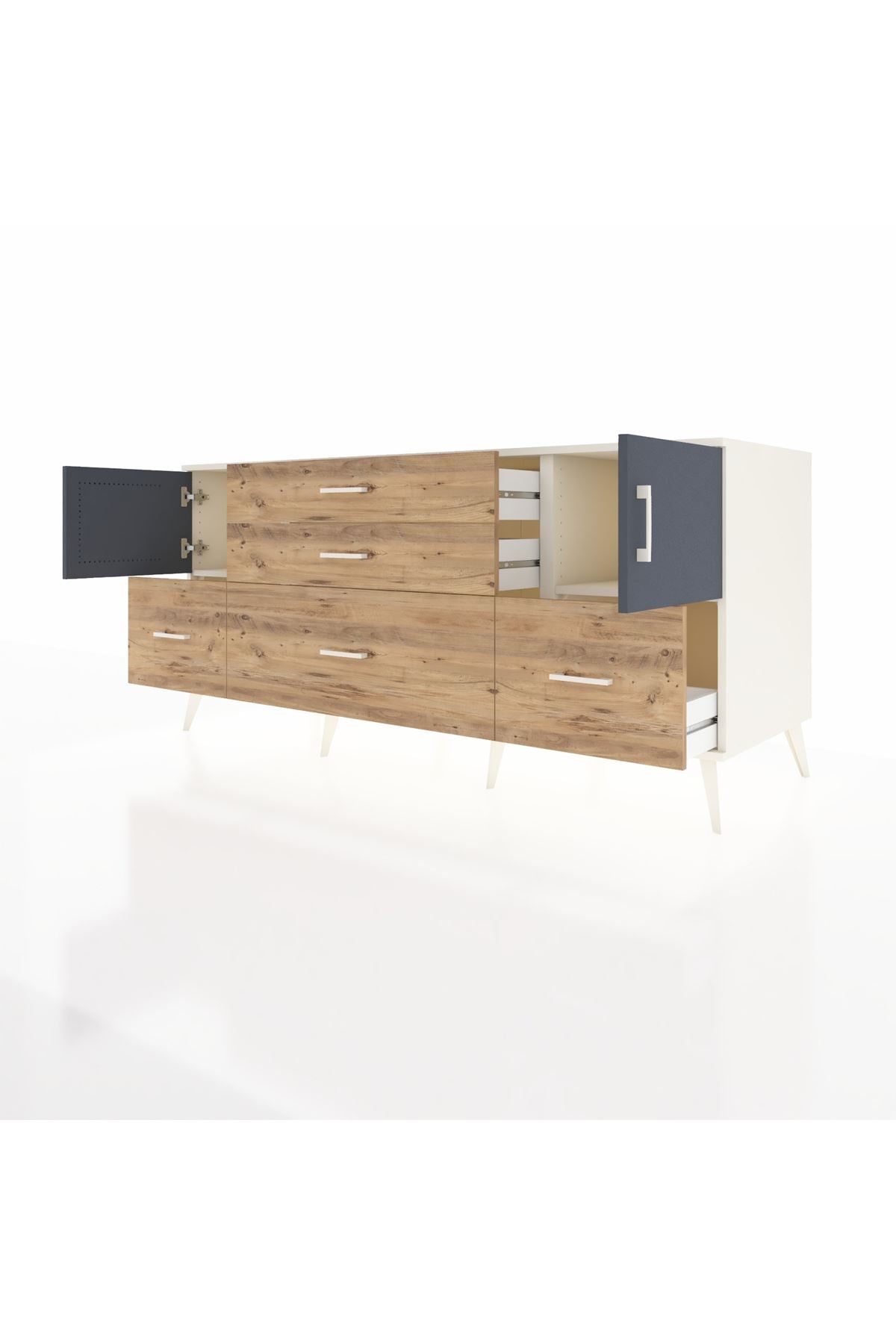 Kronos Konsol 2 Raflı 5 Çekmeceli 2 Kapaklı 176x59x83 - S610M029V09C