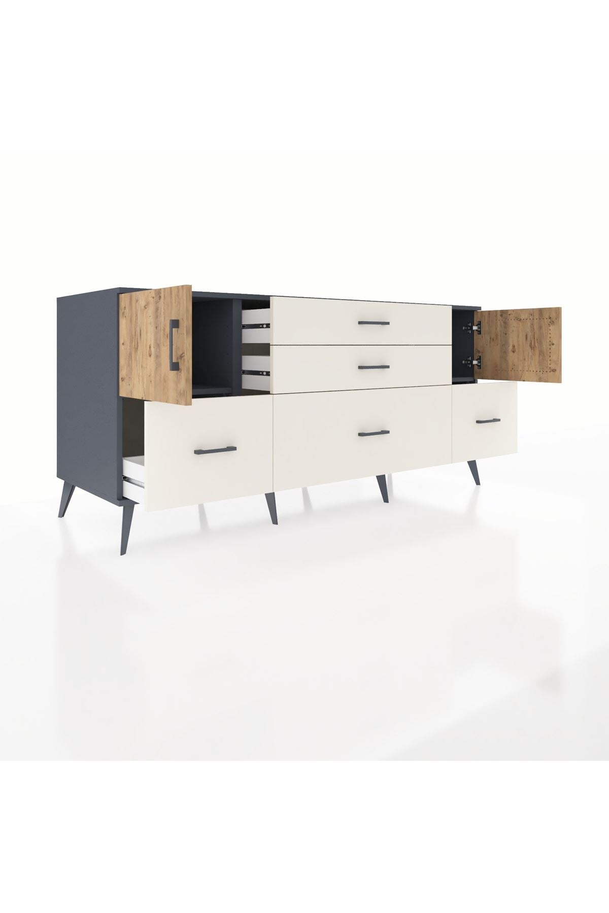 Kronos Konsol 2 Raflı 5 Çekmeceli 2 Kapaklı 176x59x83 - S610M029V10C