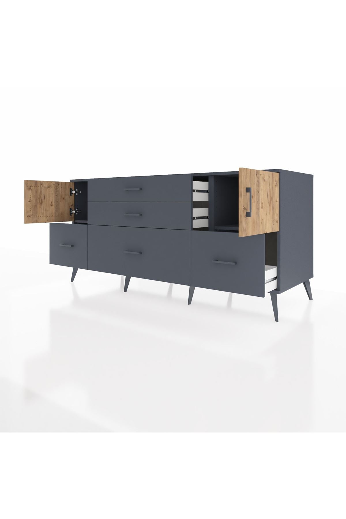 Kronos Konsol 2 Raflı 5 Çekmeceli 2 Kapaklı 176x59x83 - S610M029V11C