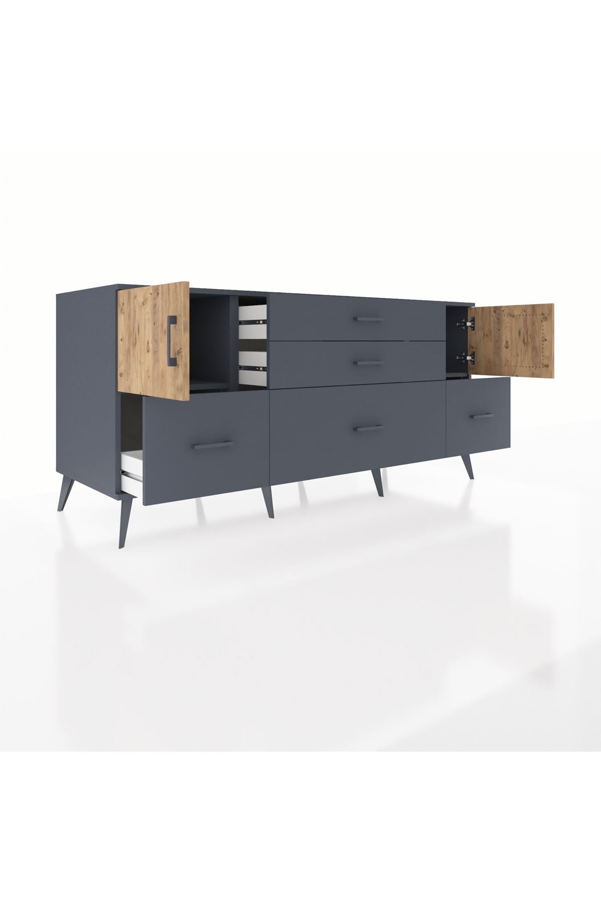 Kronos Konsol 2 Raflı 5 Çekmeceli 2 Kapaklı 176x59x83 - S610M029V11C