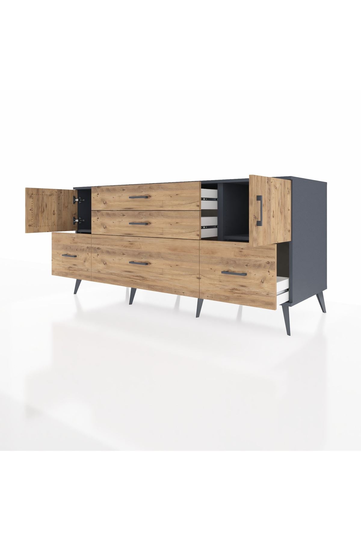 Kronos Konsol 2 Raflı 5 Çekmeceli 2 Kapaklı 176x59x83 - S610M029V12C