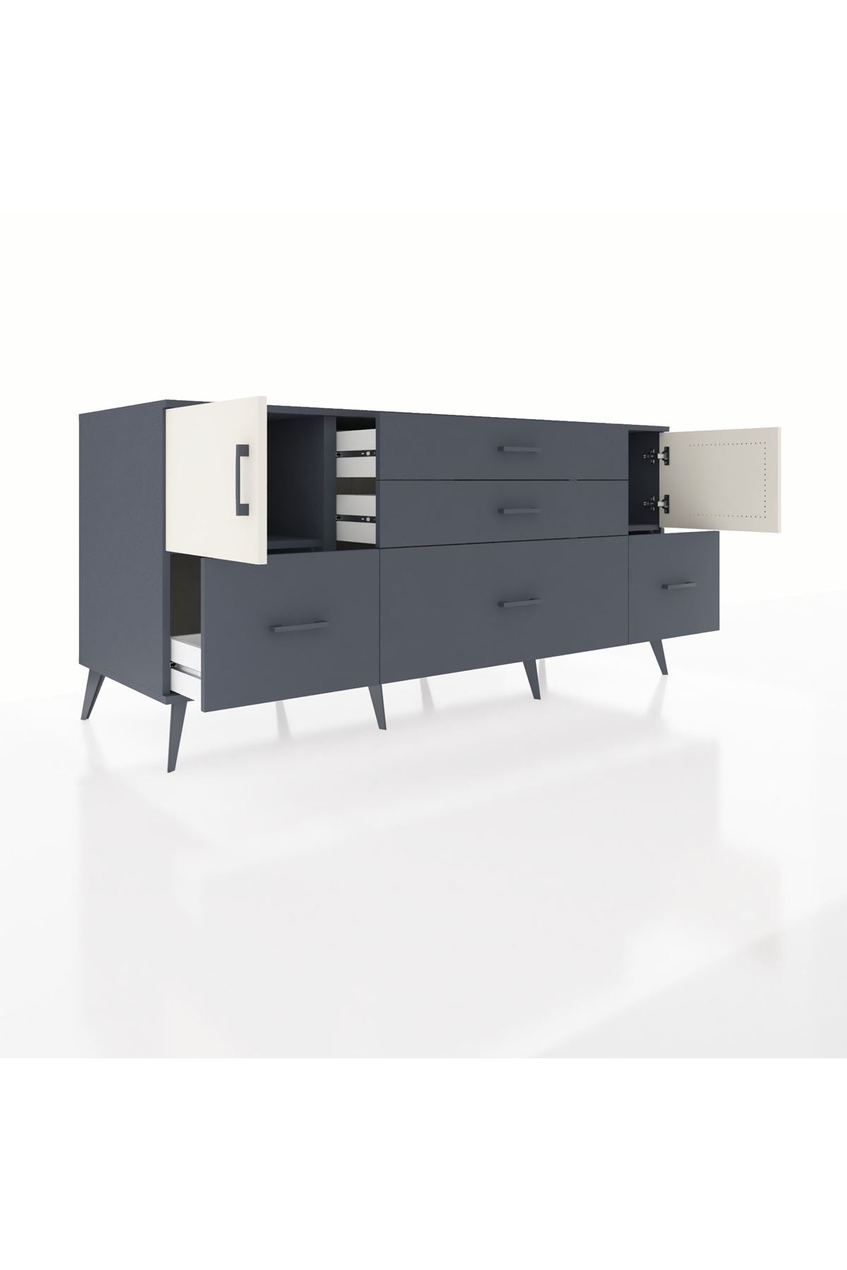 Kronos Konsol 2 Raflı 5 Çekmeceli 2 Kapaklı 176x59x83 - S610M029V14C
