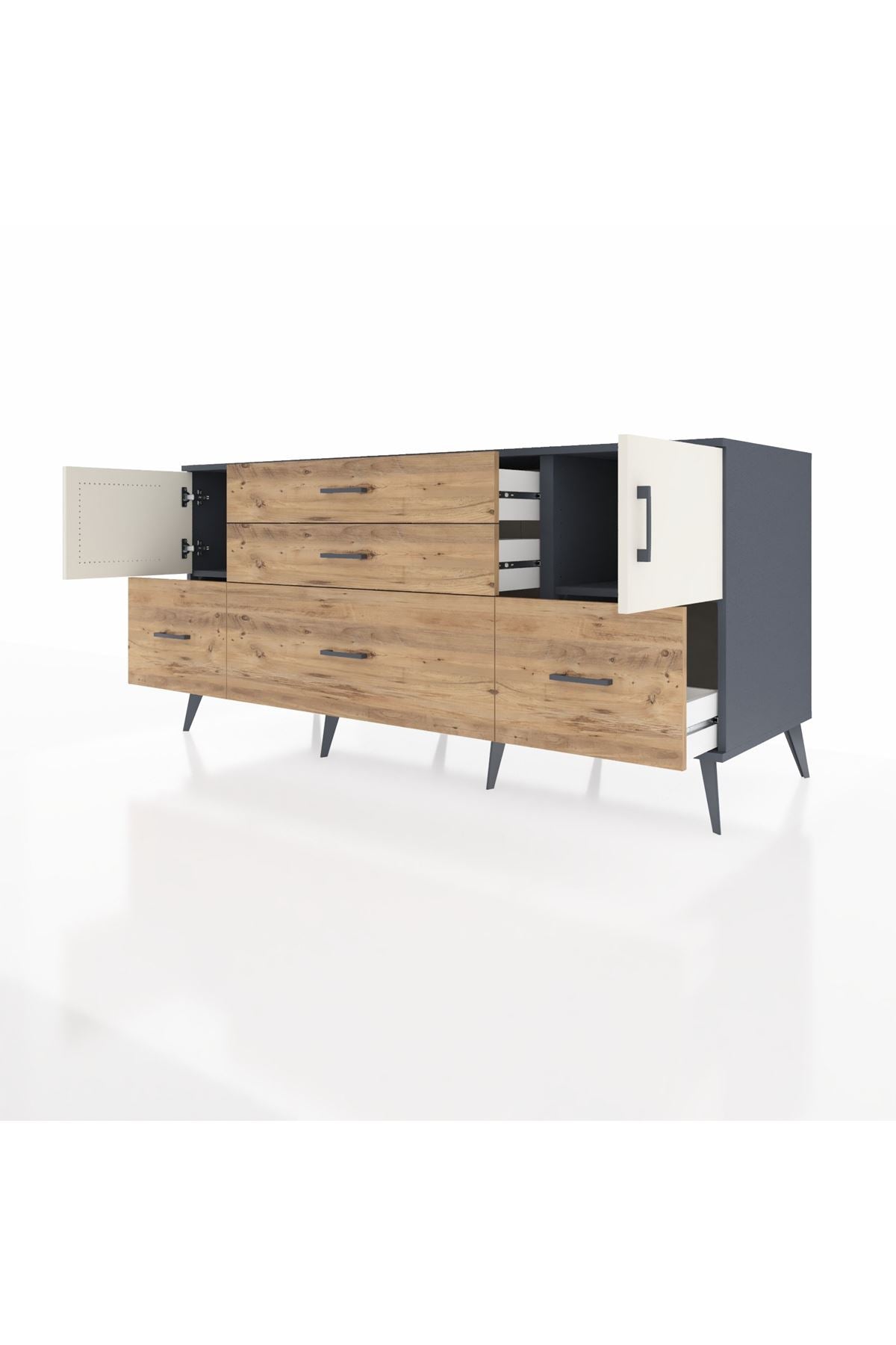 Kronos Konsol 2 Raflı 5 Çekmeceli 2 Kapaklı 176x59x83 - S610M029V15C