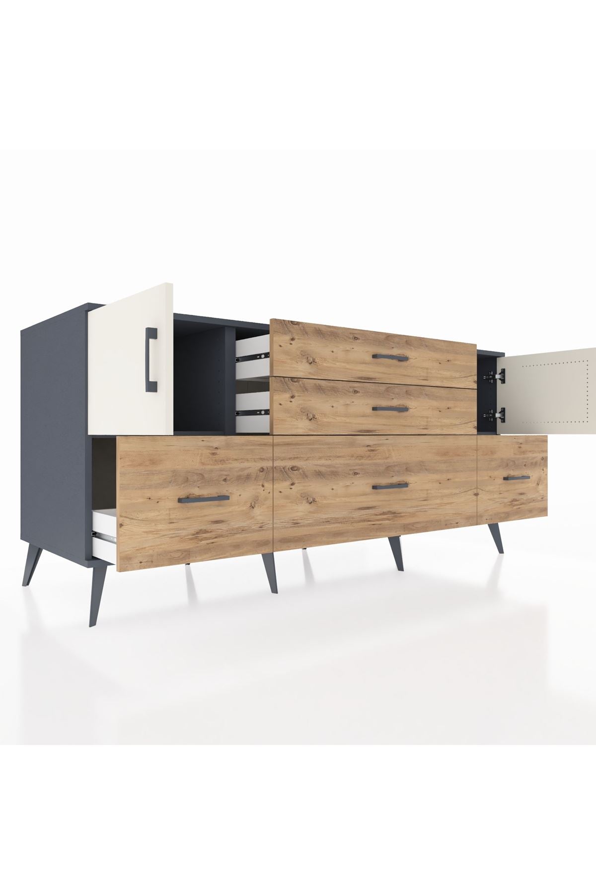 Kronos Konsol 2 Raflı 5 Çekmeceli 2 Kapaklı 176x59x83 - S610M029V15C