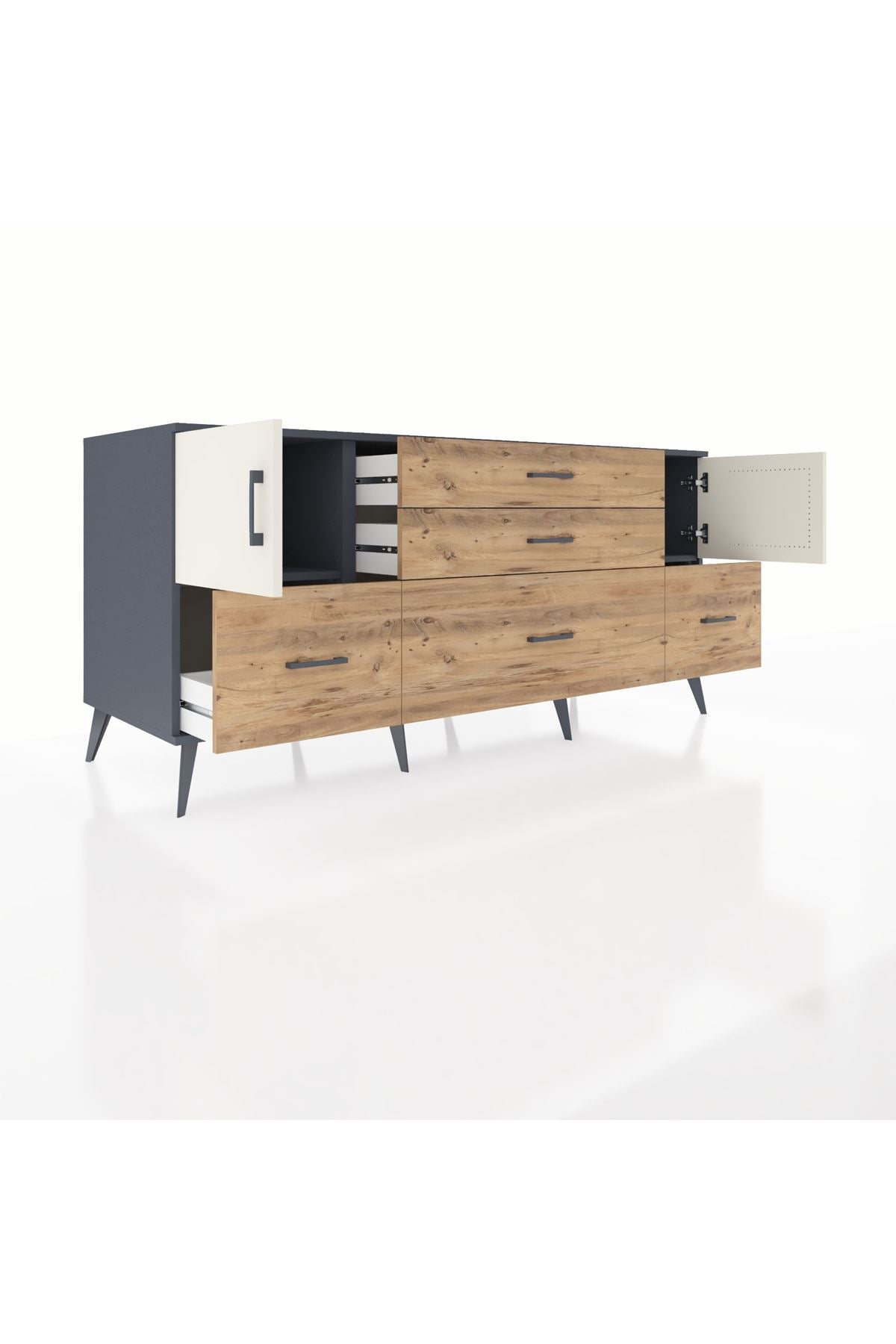 Kronos Konsol 2 Raflı 5 Çekmeceli 2 Kapaklı 176x59x83 - S610M029V15C