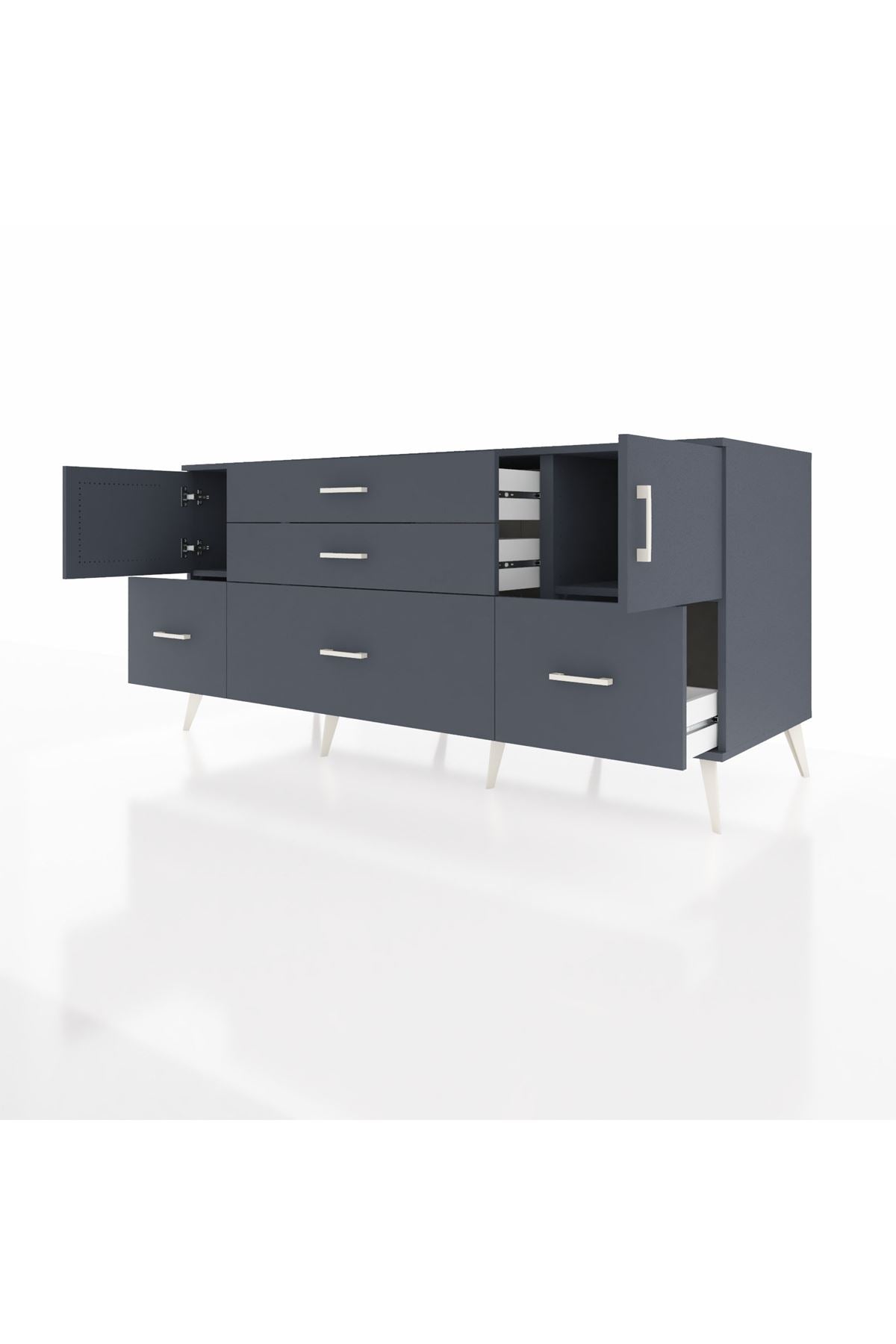 Kronos Konsol 2 Raflı 5 Çekmeceli 2 Kapaklı 176x59x83 - S610M029V17C