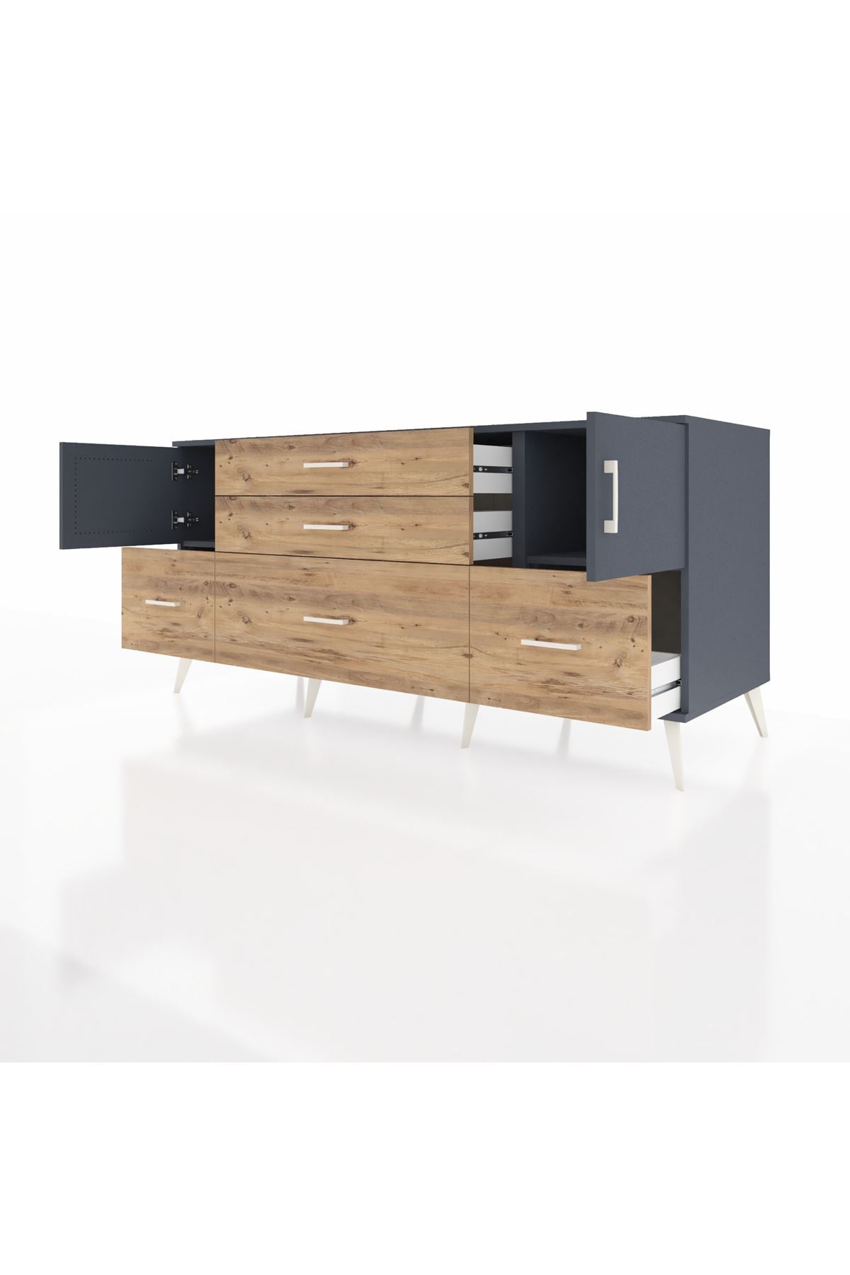 Kronos Konsol 2 Raflı 5 Çekmeceli 2 Kapaklı 176x59x83 - S610M029V18C