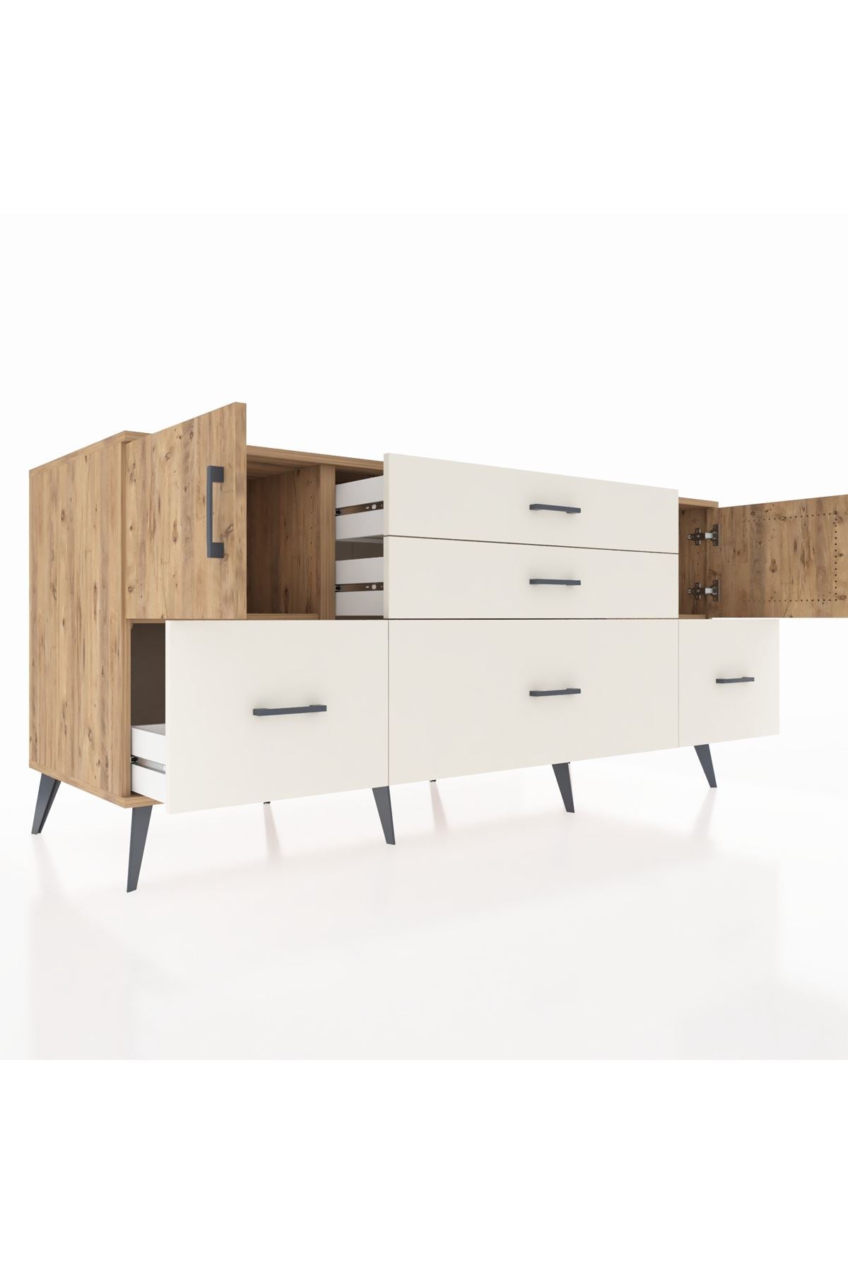Kronos Konsol 2 Raflı 5 Çekmeceli 2 Kapaklı 176x59x83 - S610M029V19C