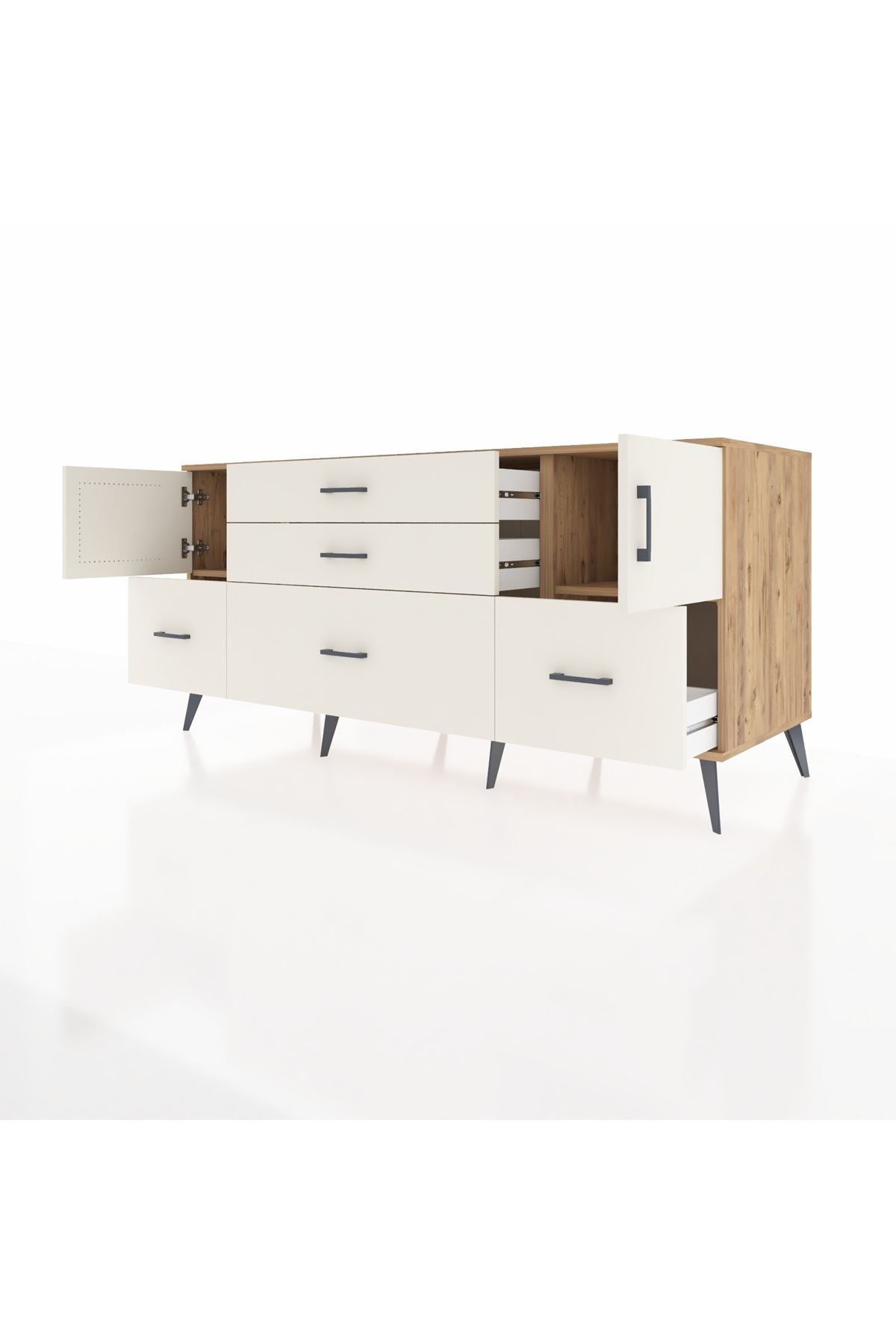 Kronos Konsol 2 Raflı 5 Çekmeceli 2 Kapaklı 176x59x83 - S610M029V22C