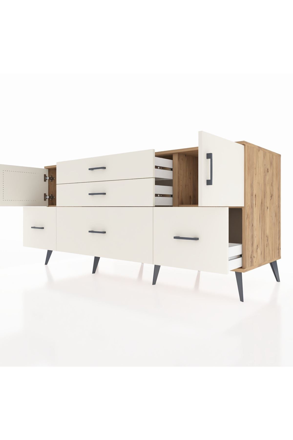 Kronos Konsol 2 Raflı 5 Çekmeceli 2 Kapaklı 176x59x83 - S610M029V22C
