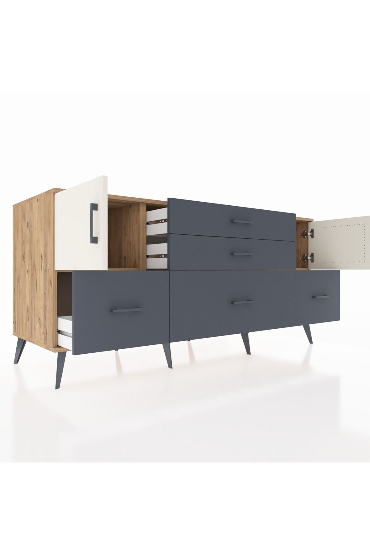 Kronos Konsol 2 Raflı 5 Çekmeceli 2 Kapaklı 176x59x83 - S610M029V23C