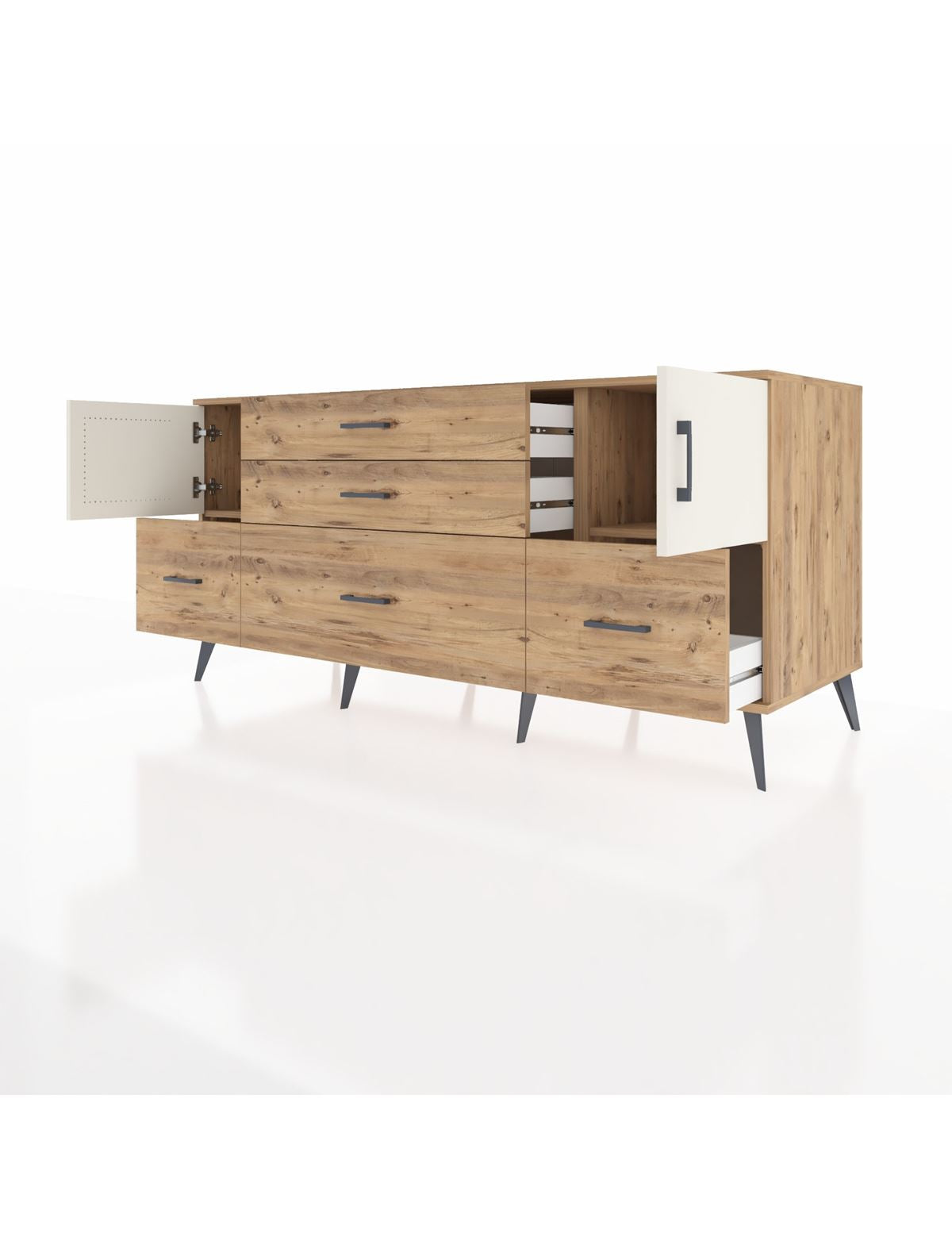 Kronos Konsol 2 Raflı 5 Çekmeceli 2 Kapaklı 176x59x83 - S610M029V24C