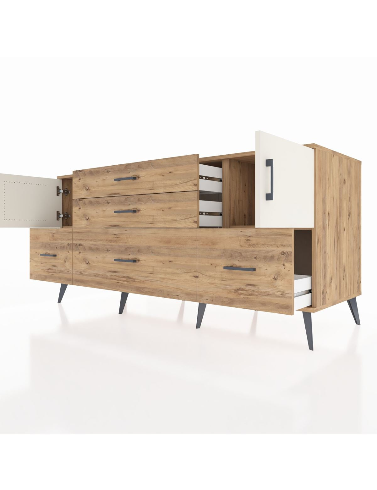 Kronos Konsol 2 Raflı 5 Çekmeceli 2 Kapaklı 176x59x83 - S610M029V24C