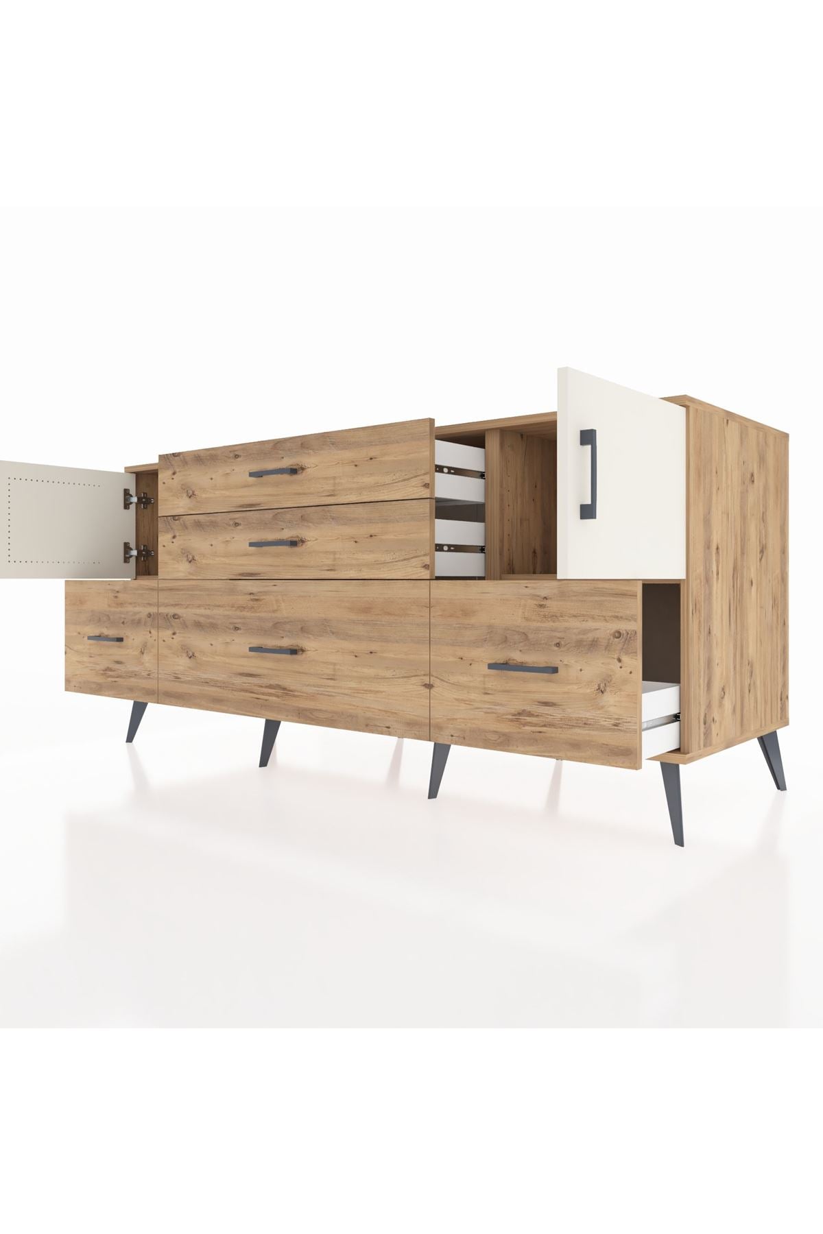 Kronos Konsol 2 Raflı 5 Çekmeceli 2 Kapaklı 176x59x83 - S610M029V24C