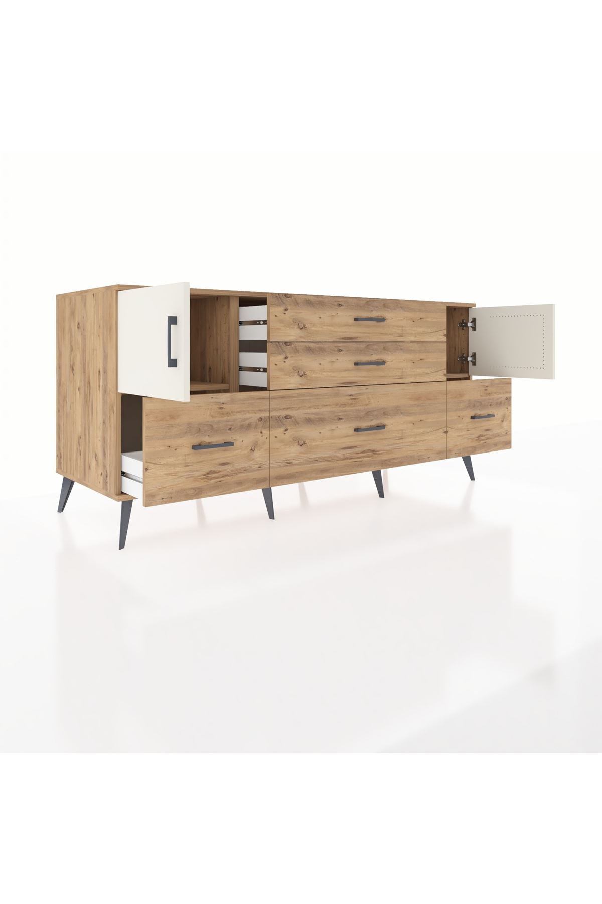 Kronos Konsol 2 Raflı 5 Çekmeceli 2 Kapaklı 176x59x83 - S610M029V24C