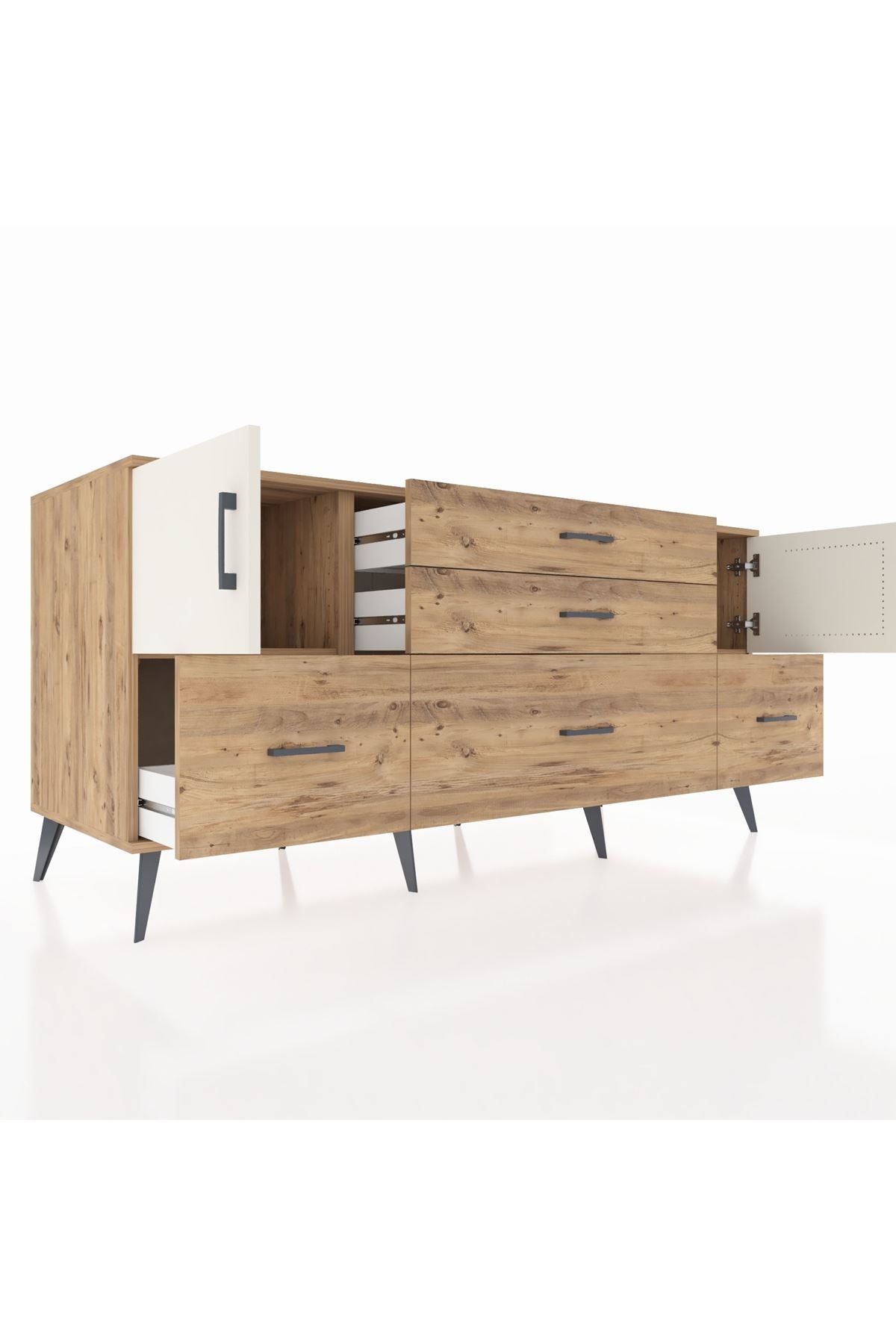 Kronos Konsol 2 Raflı 5 Çekmeceli 2 Kapaklı 176x59x83 - S610M029V24C