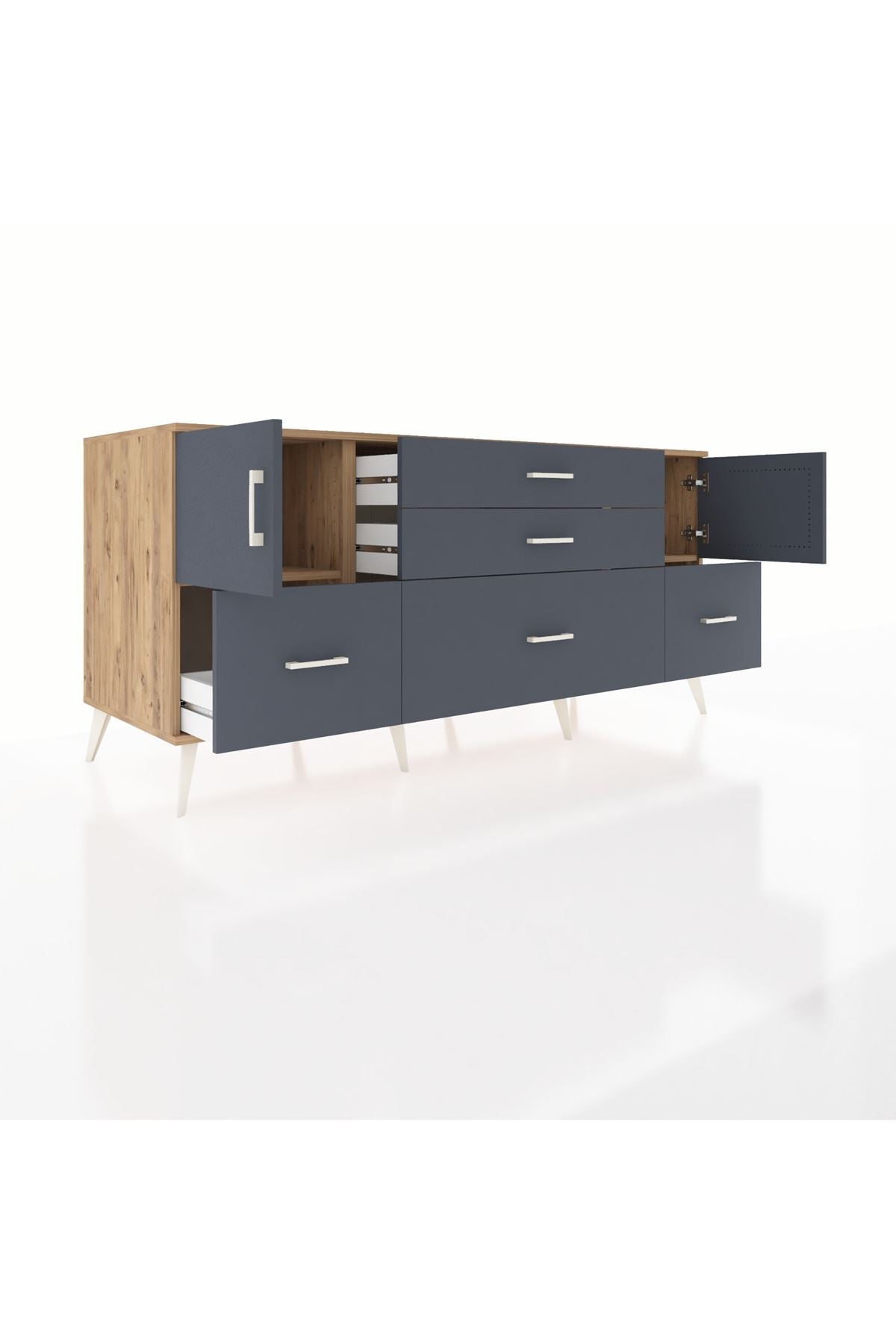 Kronos Konsol 2 Raflı 5 Çekmeceli 2 Kapaklı 176x59x83 - S610M029V26C