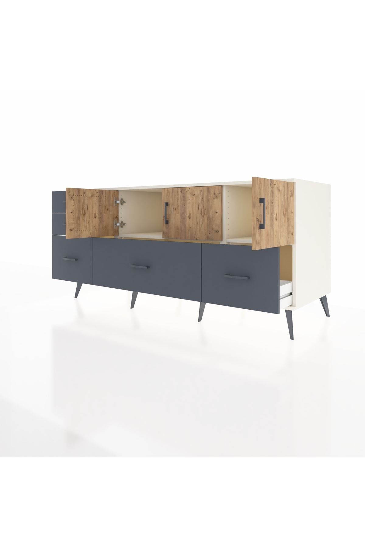 Kronos Konsol 2 Raflı 5 Çekmeceli 3 Kapaklı 176x59x83 - S610M030V02C