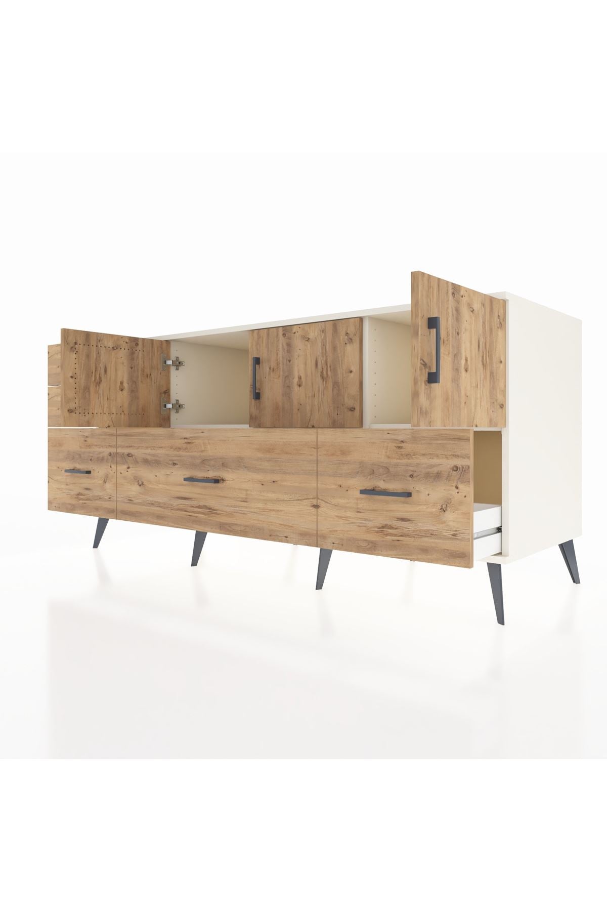 Kronos Konsol 2 Raflı 5 Çekmeceli 3 Kapaklı 176x59x83 - S610M030V03C