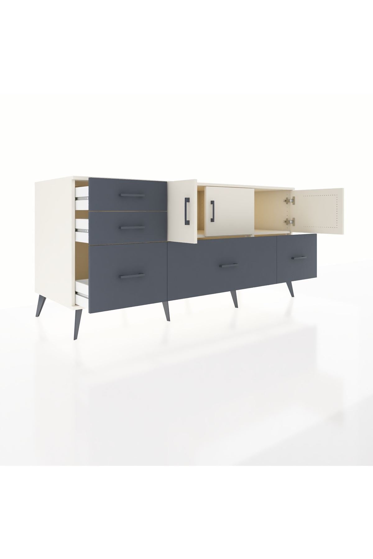 Kronos Konsol 2 Raflı 5 Çekmeceli 3 Kapaklı 176x59x83 - S610M030V05C