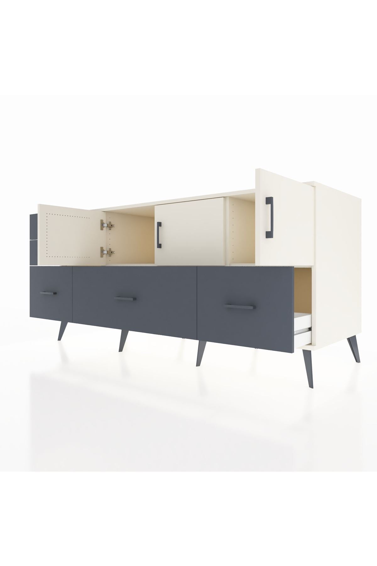 Kronos Konsol 2 Raflı 5 Çekmeceli 3 Kapaklı 176x59x83 - S610M030V05C