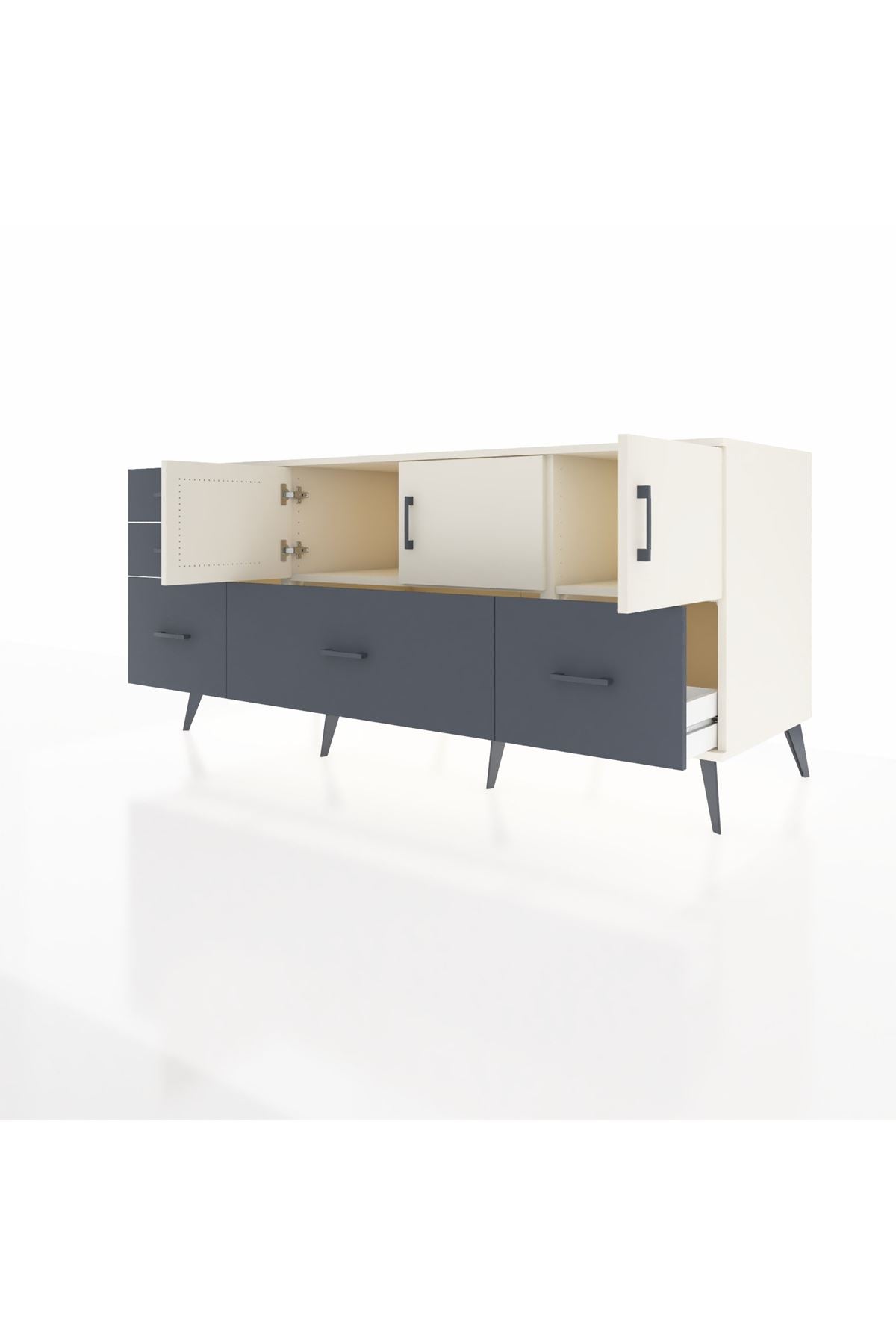 Kronos Konsol 2 Raflı 5 Çekmeceli 3 Kapaklı 176x59x83 - S610M030V05C